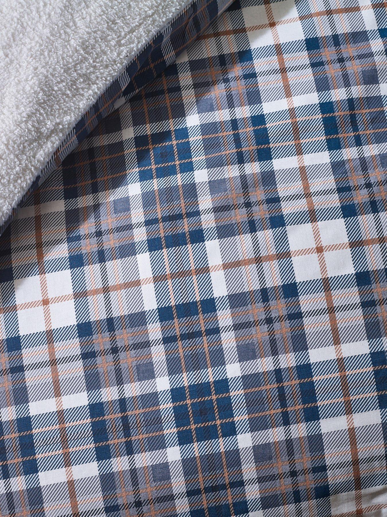 Image 5 of 5 of Catherine Lansfield Cosy Sherpa Check Duvet Set - Blue