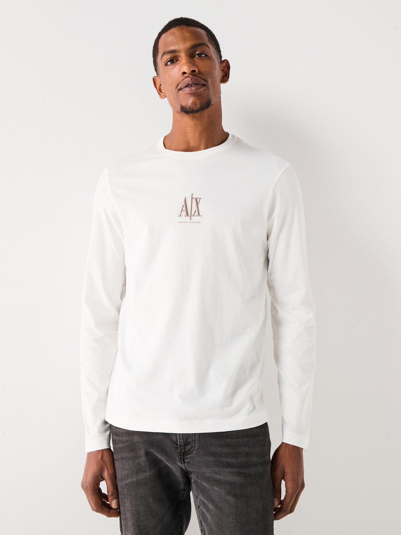 Image 6 of 6 of Armani Exchange Icon Project Crew Neck Long Sleeve T-Shirt - Off White