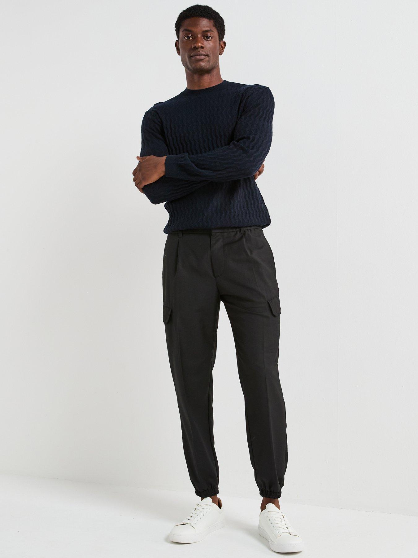 Image 3 of 6 of Armani Exchange Smart Cuffed Cargo Pants - Black