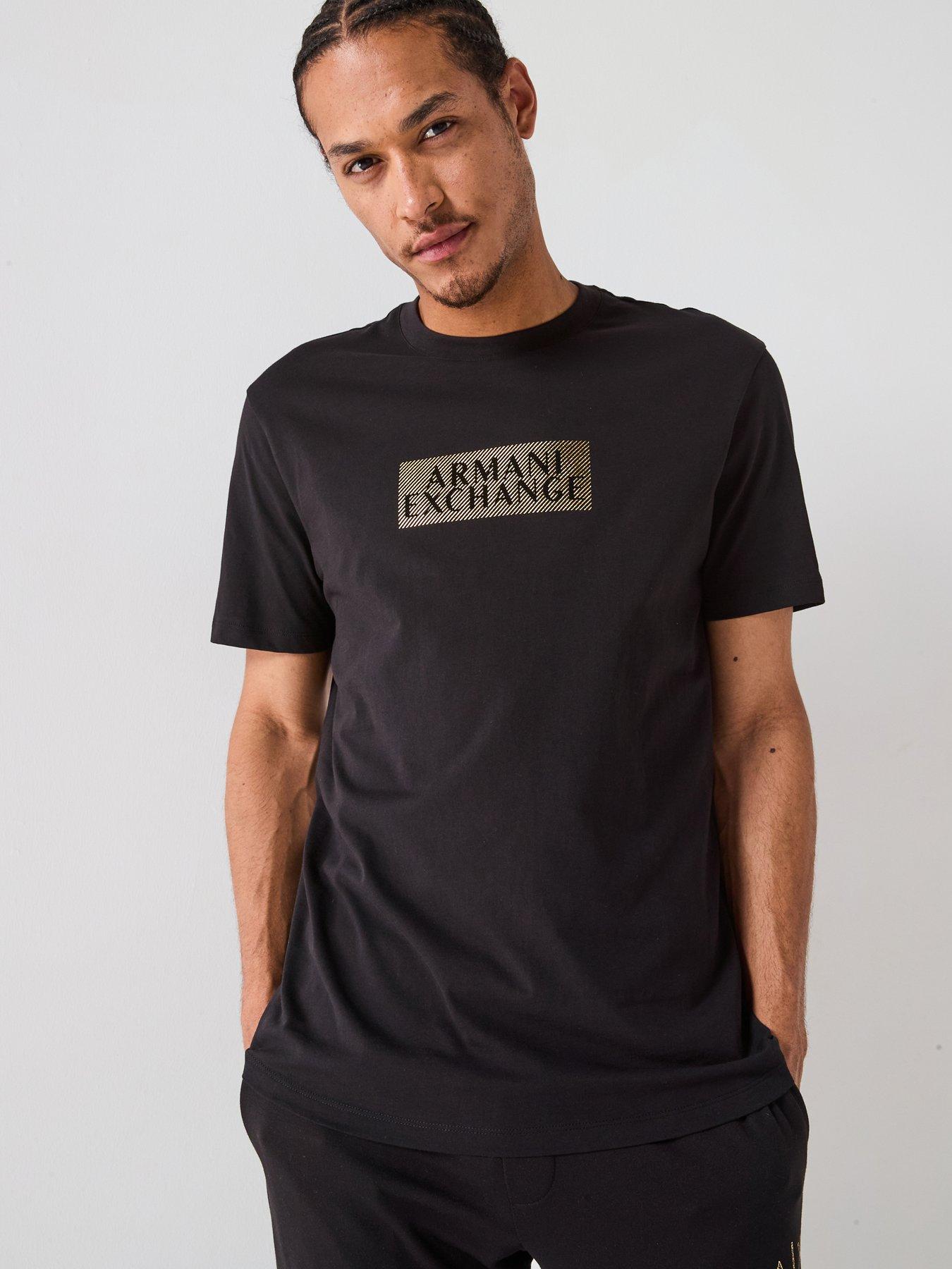 Armani Exchange Gold Box Logo T-Shirt - Black