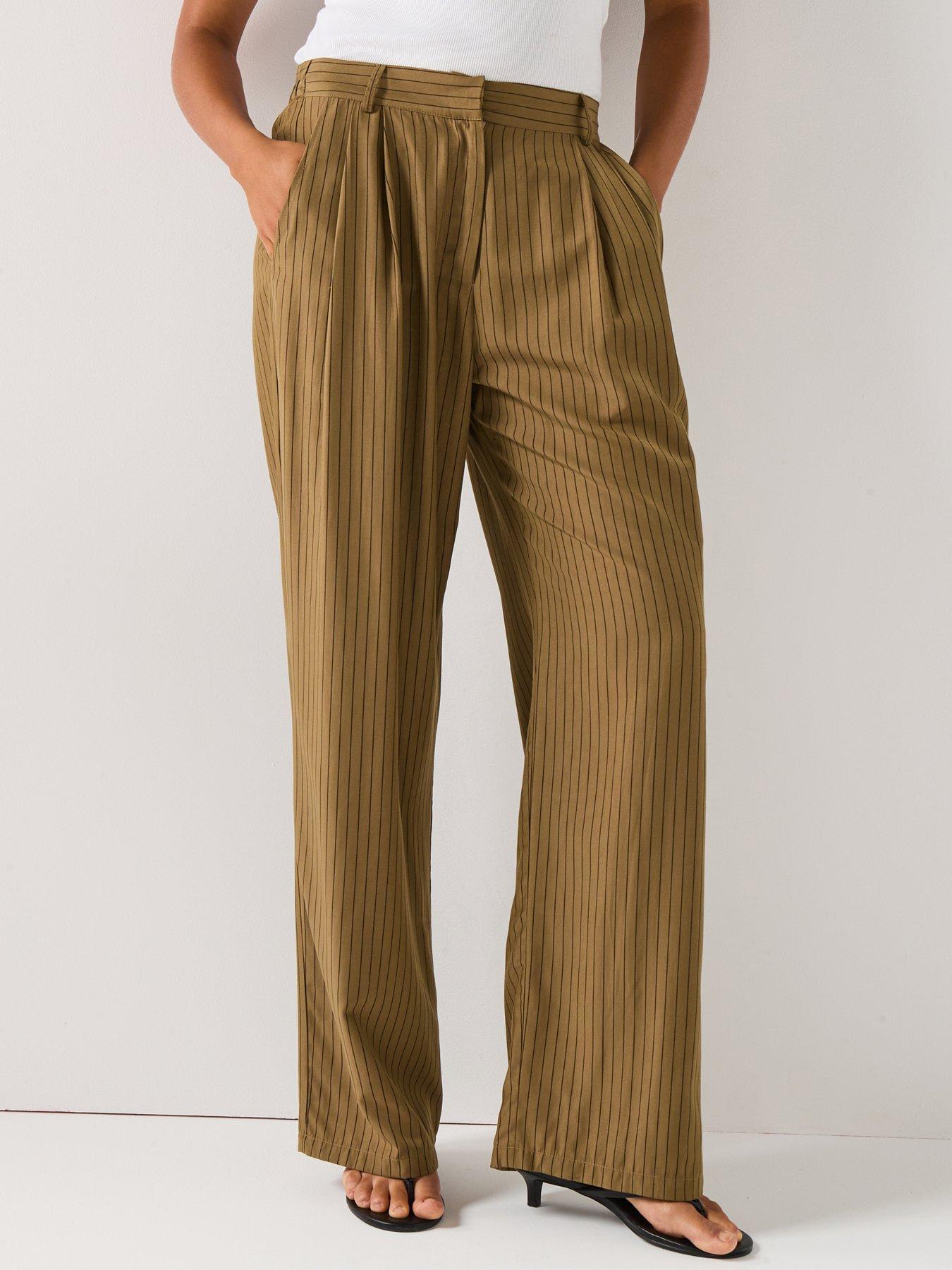 Style Cheat Khaki Pinstripe Trouser - Green