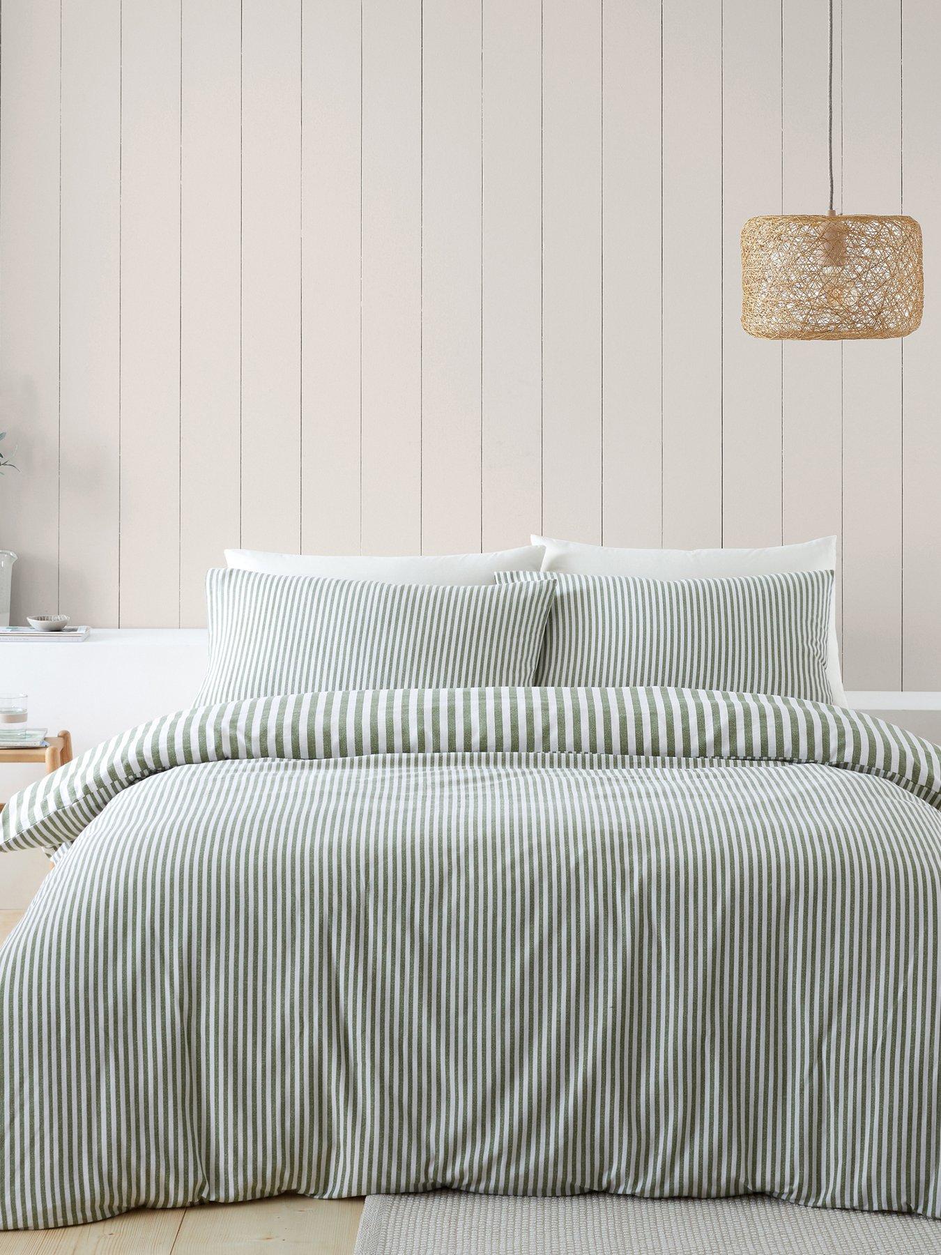 catherine-lansfield-brushed-100-cotton-stripe-green-duvet-set
