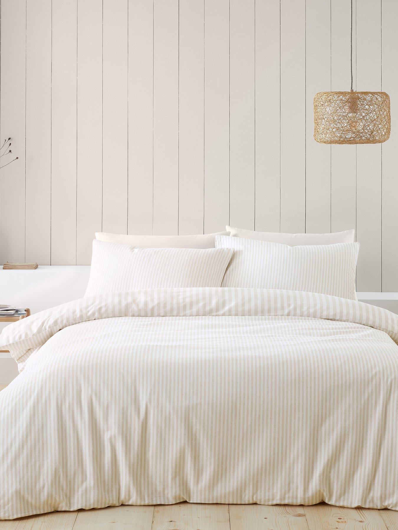 catherine-lansfield-brushed-100-cotton-stripe-natural-duvet-set