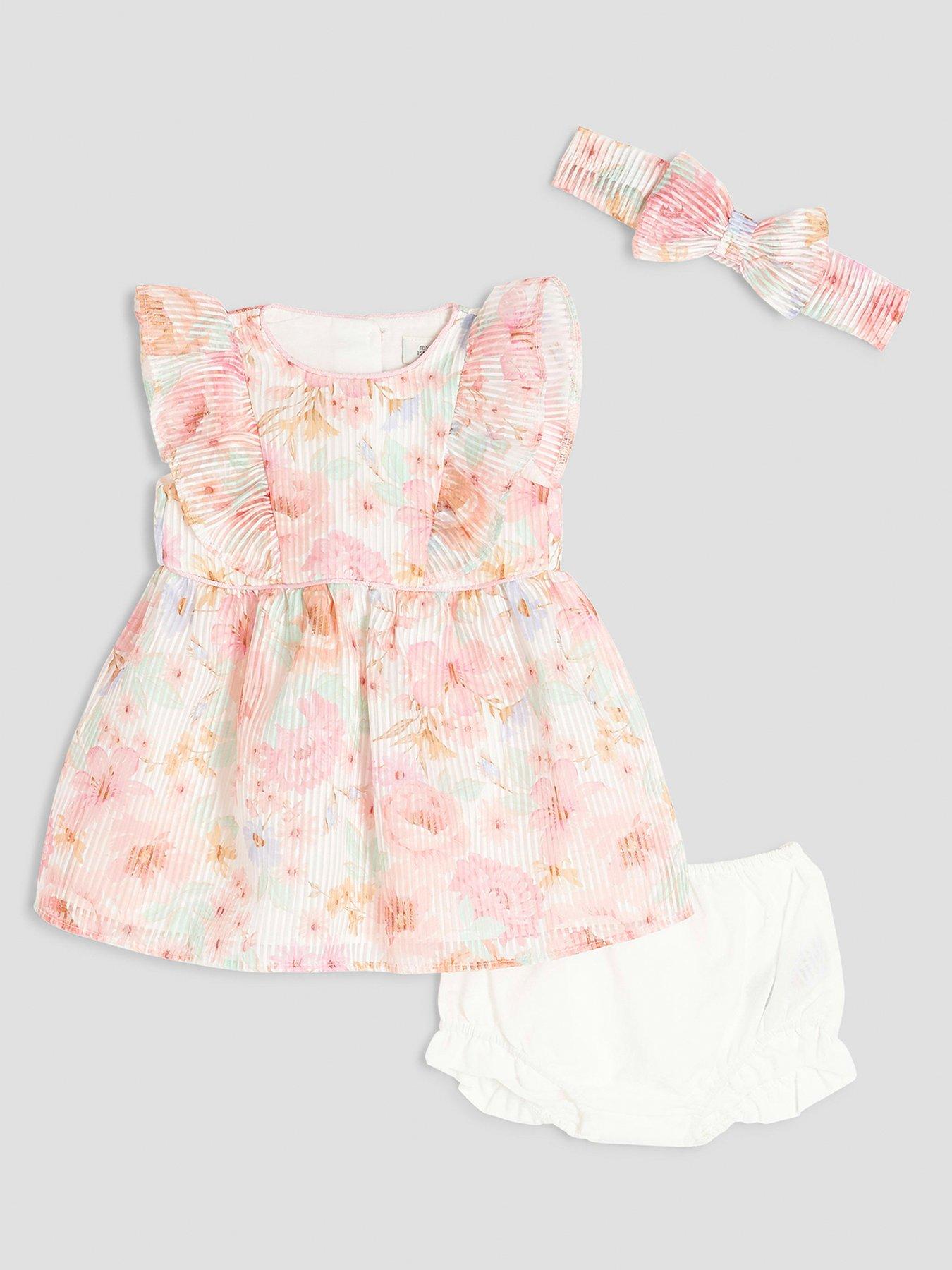 River Island Baby Girls Floral Bow Dress - Orange