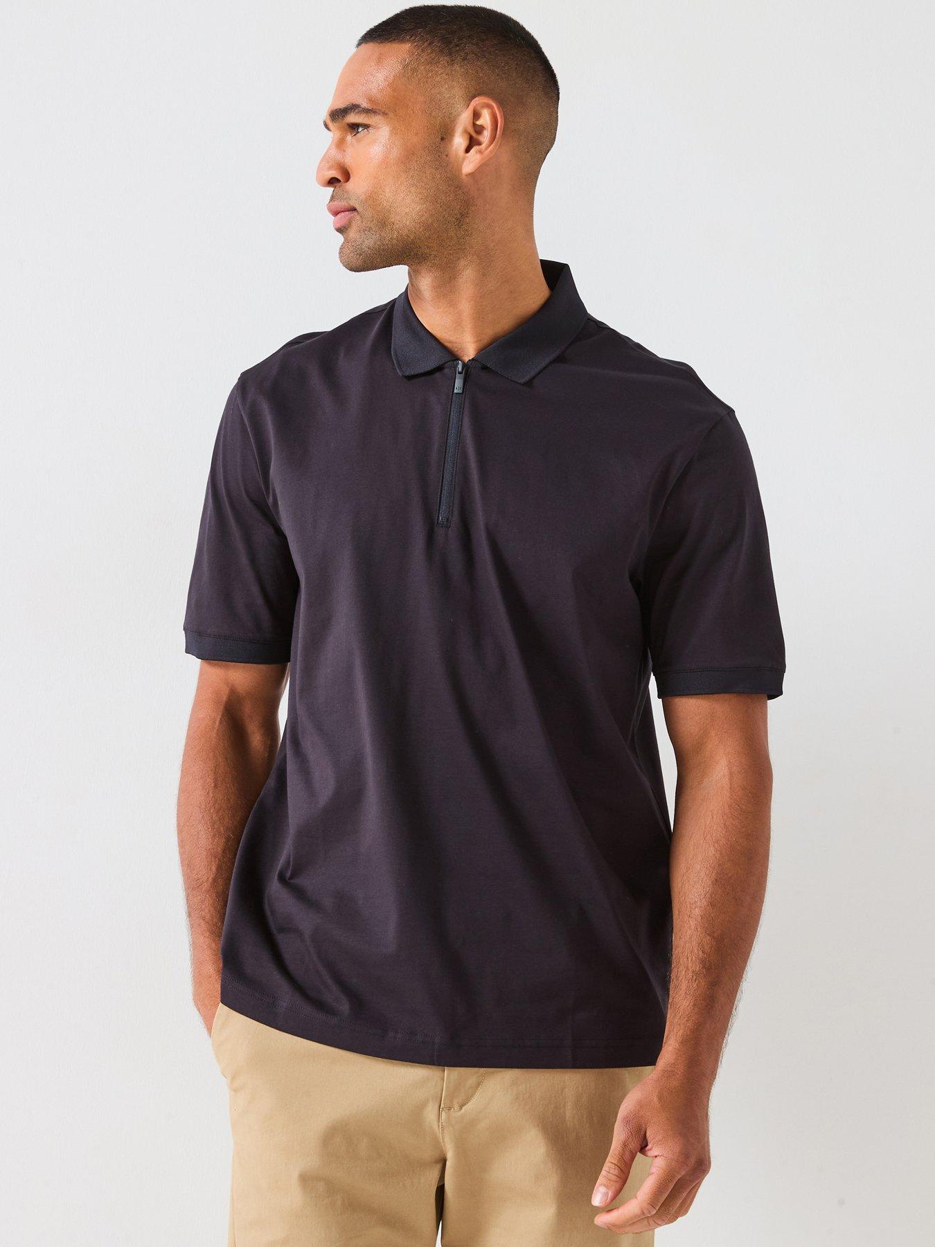 Armani Exchange Zip Neck Polo Shirt - Navy