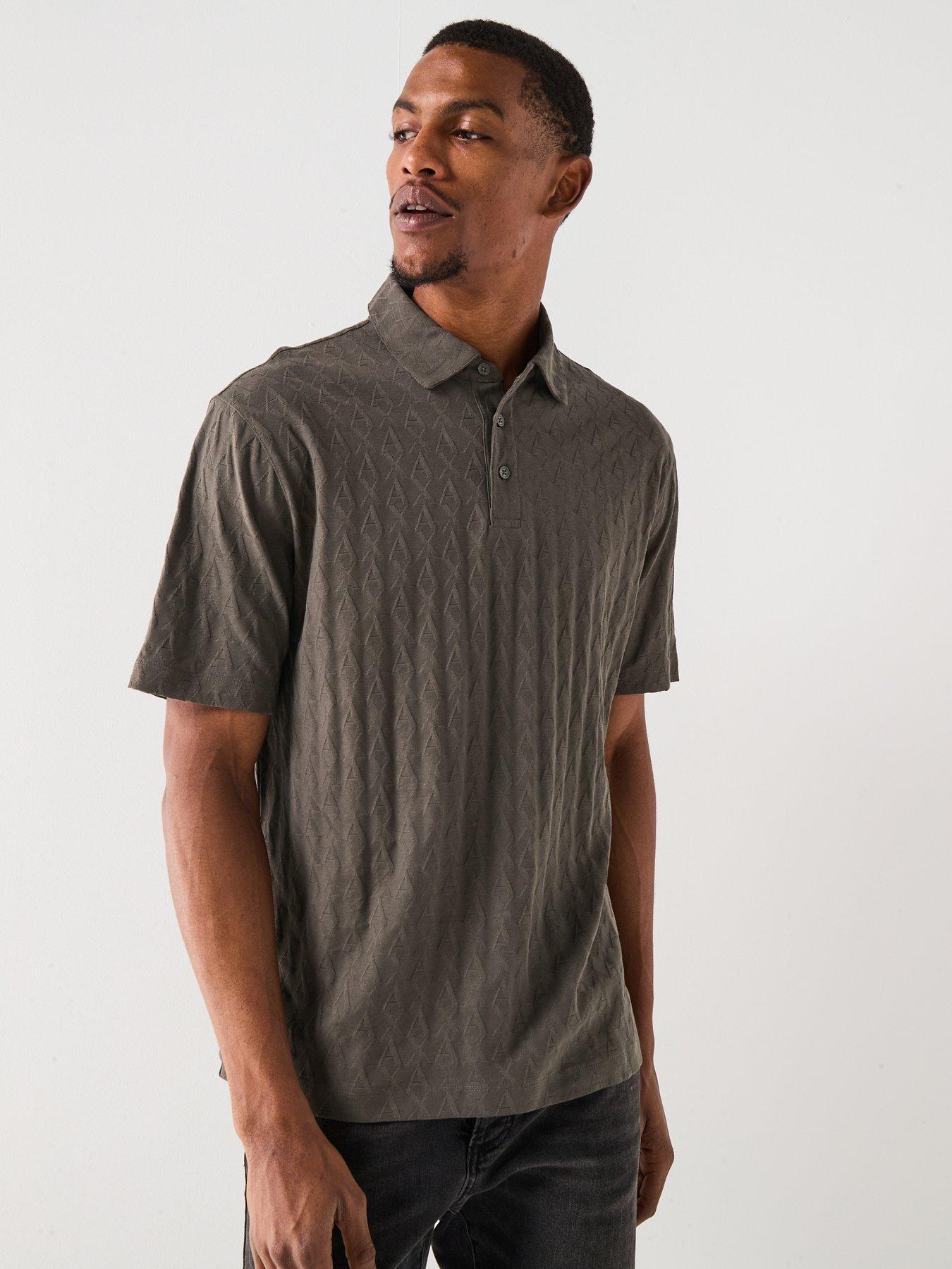 Armani Exchange Jacquard All Over Monogram Polo Shirt - Green