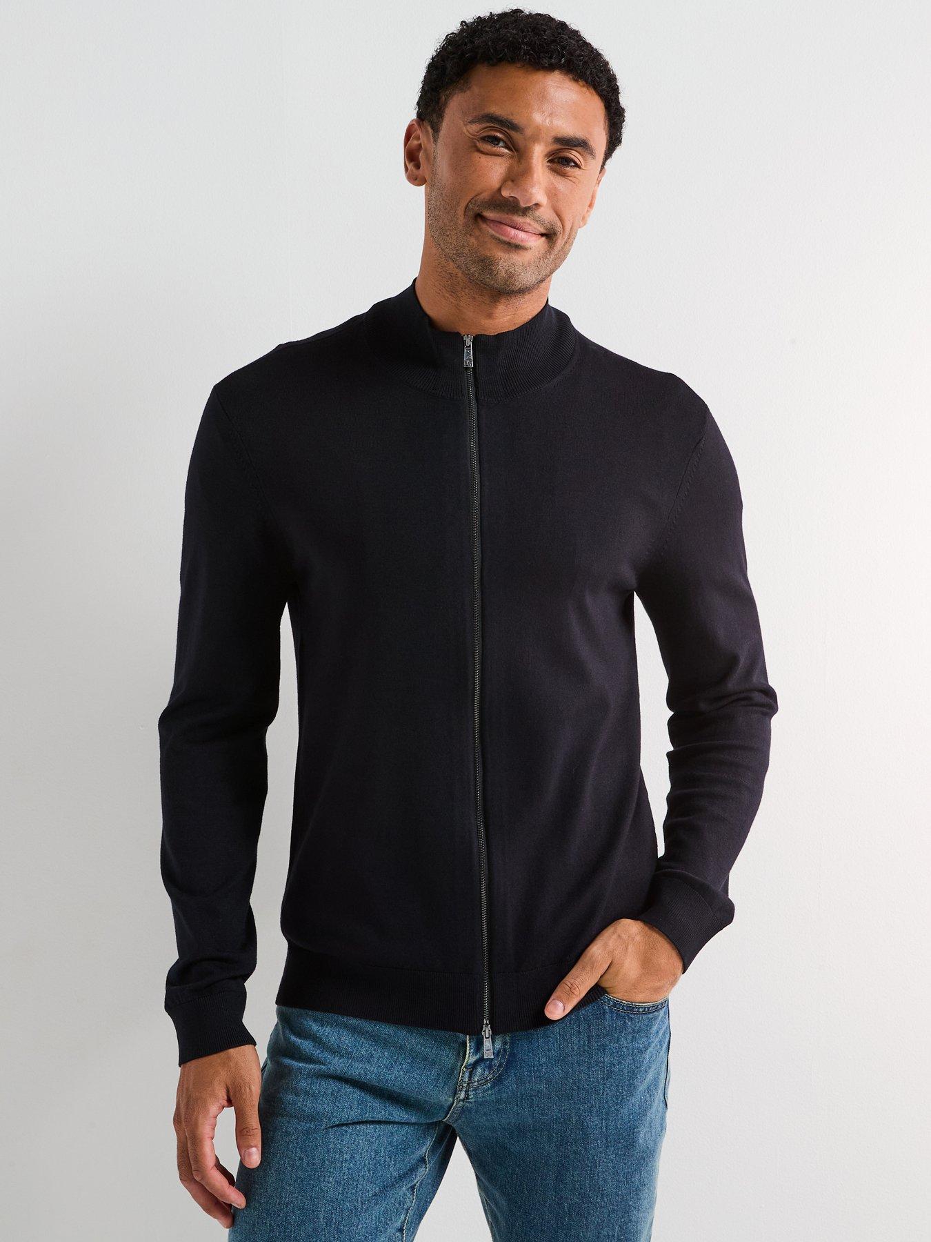 Armani Exchange Zip Knitted Cardigan - Navy