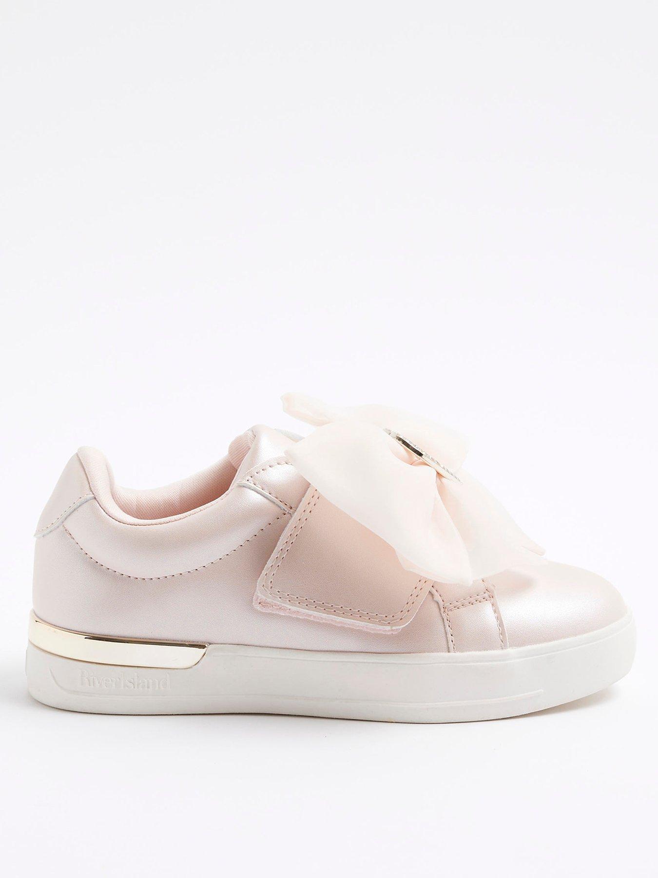 River Island Older Girls Organza Bow Trainers - Pink