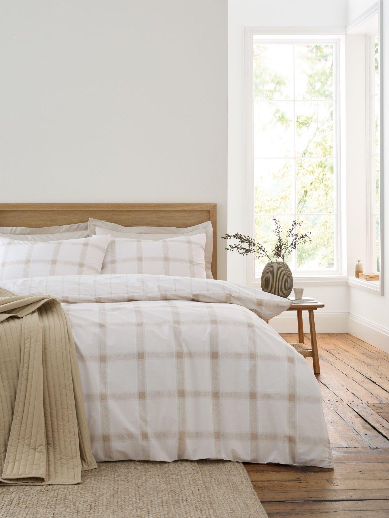 Bianca Oxton Check 200 Thread Count Cotton Reversible Duvet Set Natural