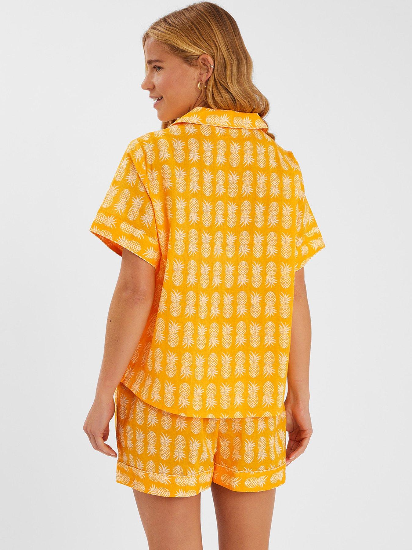 accessorize-pineapple-print-short-pyjamas-set-yellowstillFront