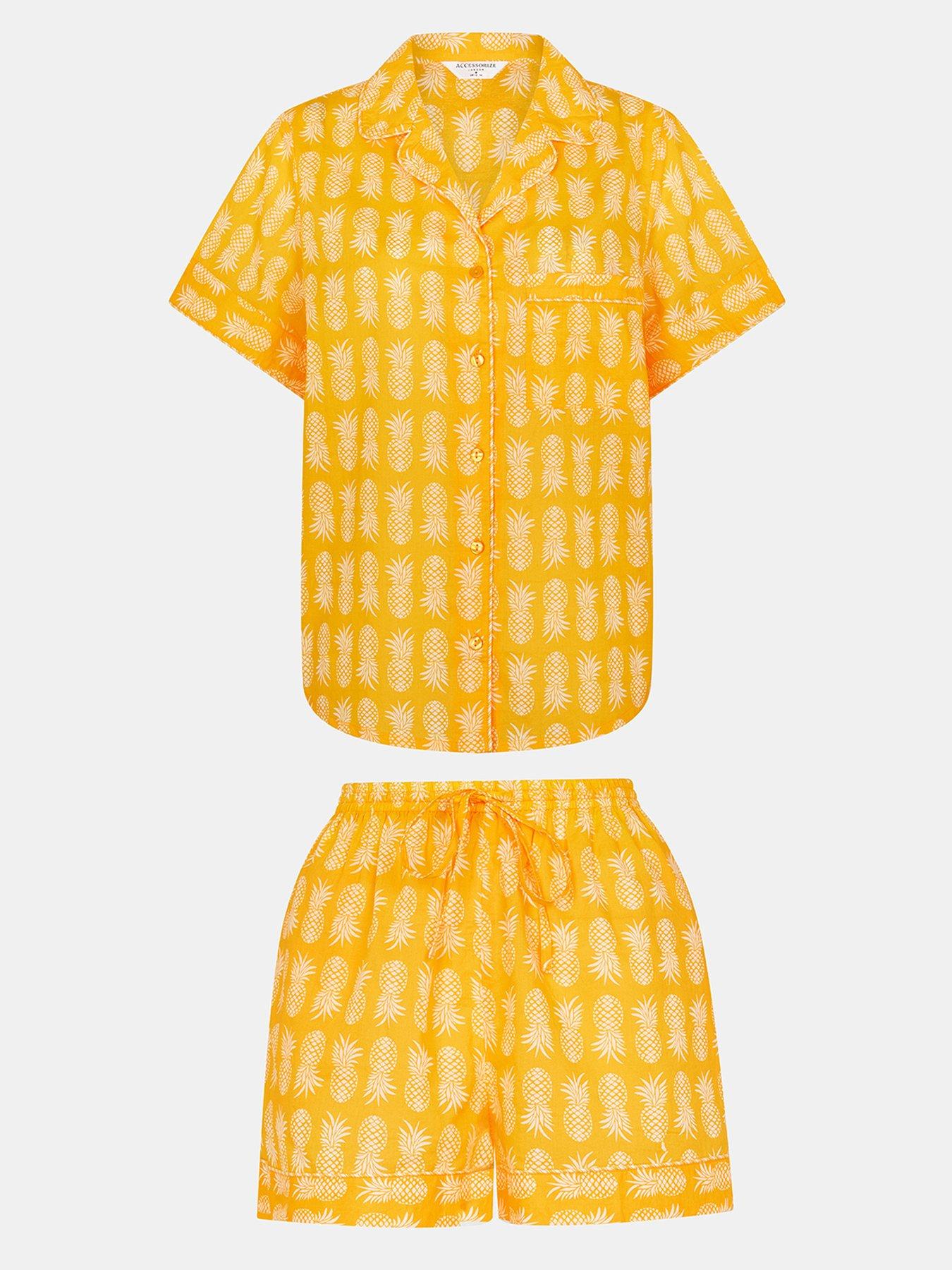 accessorize-pineapple-print-short-pyjamas-set-yellowback