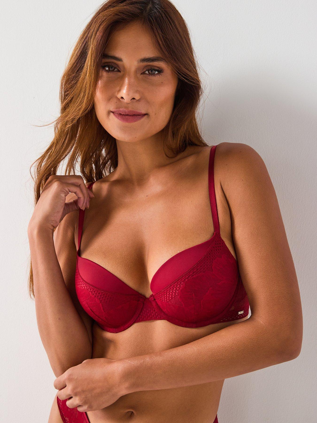 BOSS Push Up Lace Bra - Dark Red