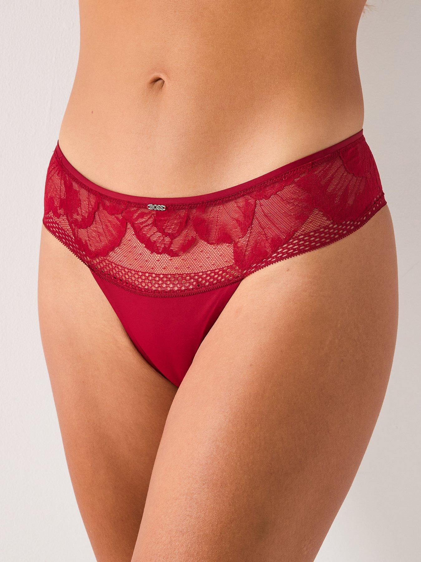 BOSS Peony Lace Thong - Dark Red
