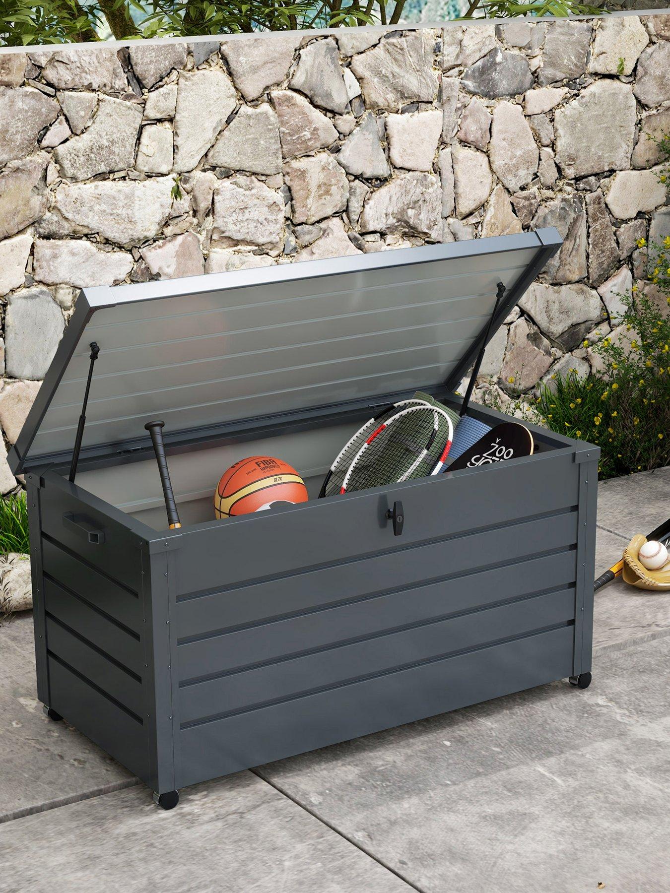 undefined 331L Outdoor Storage Box Waterproof with Wheels and Lock