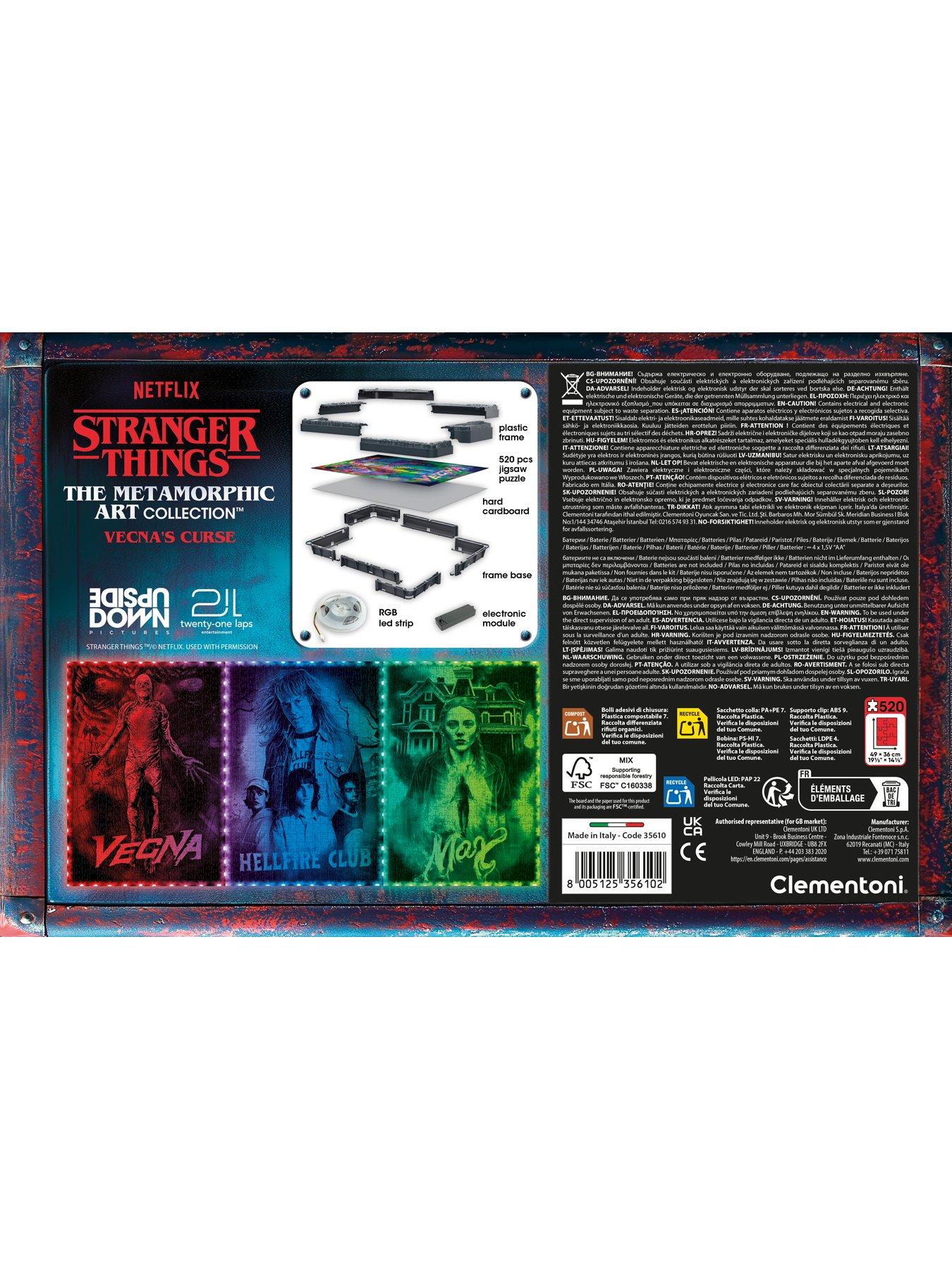 Image 3 of 5 of Clementoni Stranger Things &ndash; Vecna's Curse &ndash; 520-Piece Jigsaw Puzzle with Metamorphic Art and LED Light Display