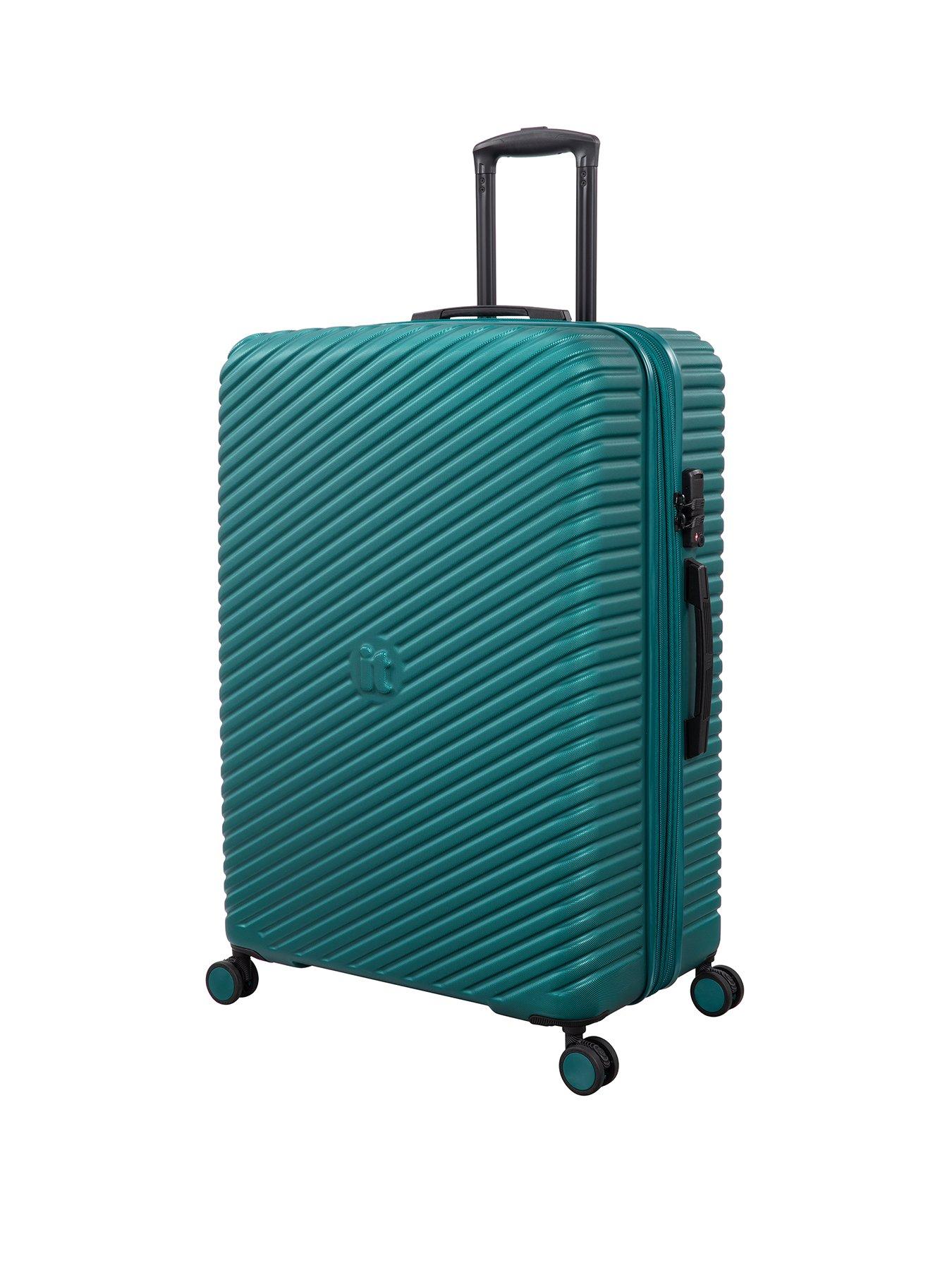 undefined IT Luggage Pleating Teal Green Large Suitcase