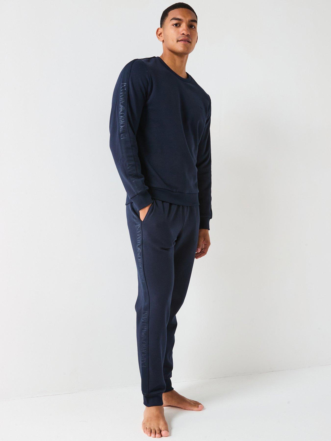 Image 1 of 4 of Emporio Armani Bodywear Basic Terry Tape Lounge Set - Navy