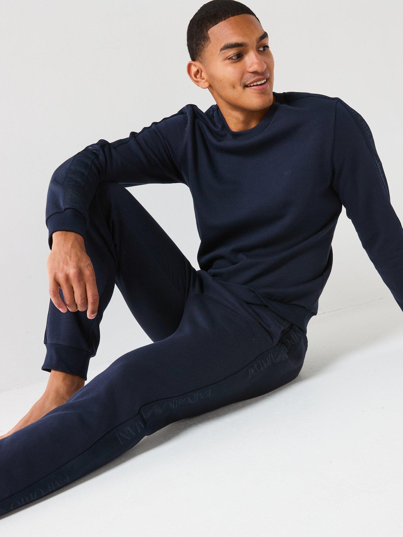 Image 4 of 4 of Emporio Armani Bodywear Basic Terry Tape Lounge Set - Navy