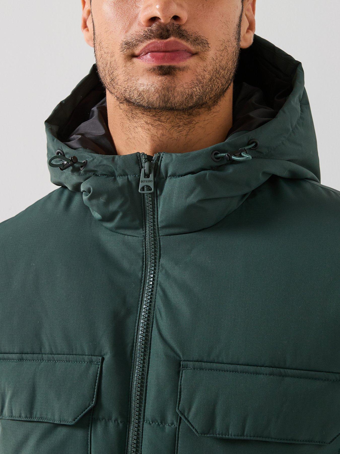 only-sons-elijah-padded-hooded-coat-dark-greenoutfit