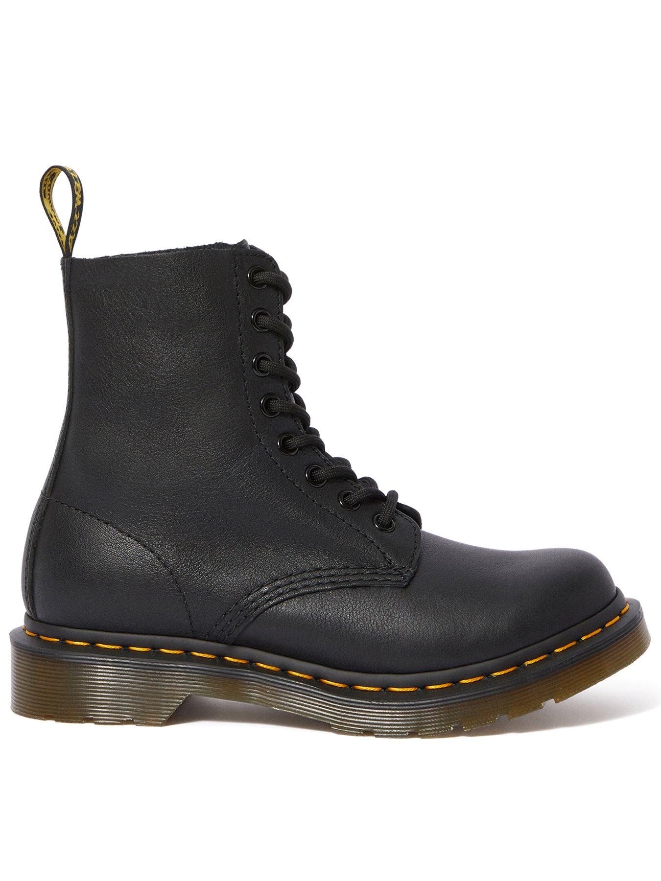 Image 2 of 8 of Dr Martens Womens 1460 Pascal Soft Virginia Leather 8-Eye Lace-Up Ankle Boots - Black