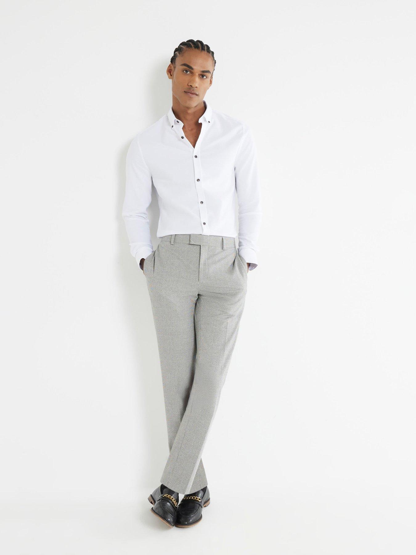 Image 3 of 4 of River Island Long Sleeve Textured Muscle Fit Shirt - White