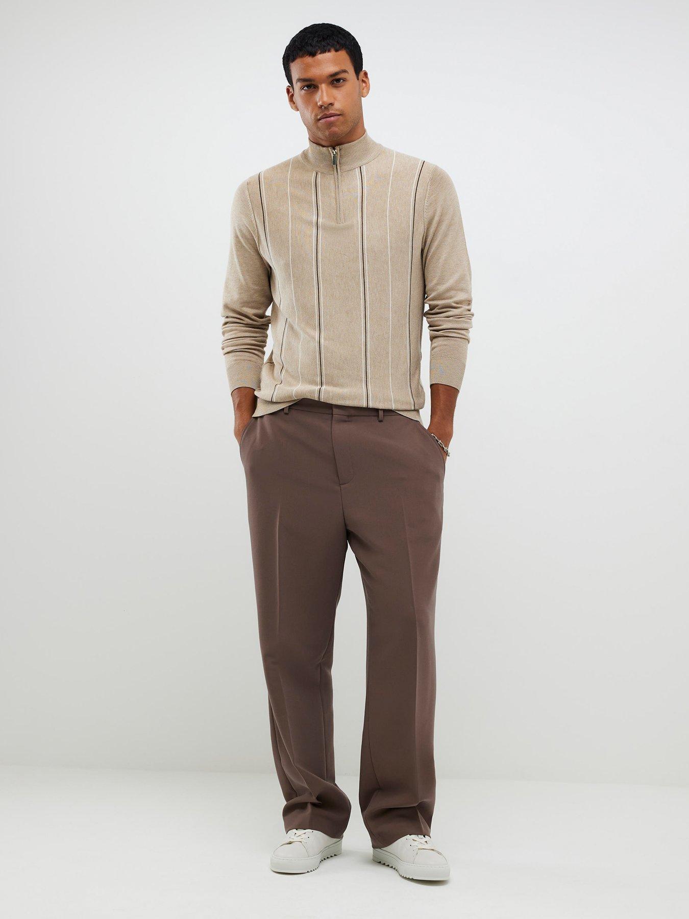river-island-half-zip-striped-knitted-jumper-beige