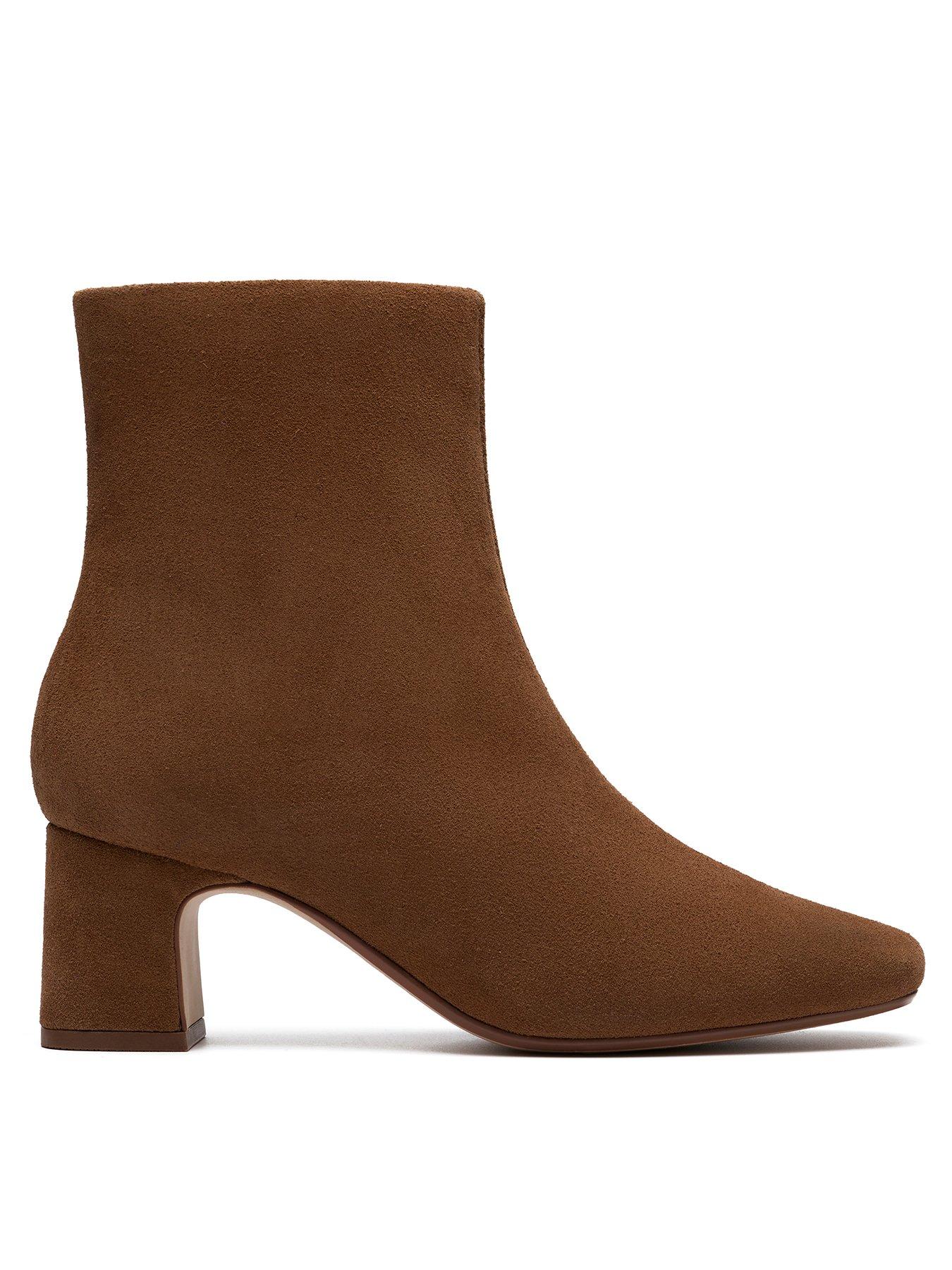 Clarks Fernie Zip Suede Boots - Brown