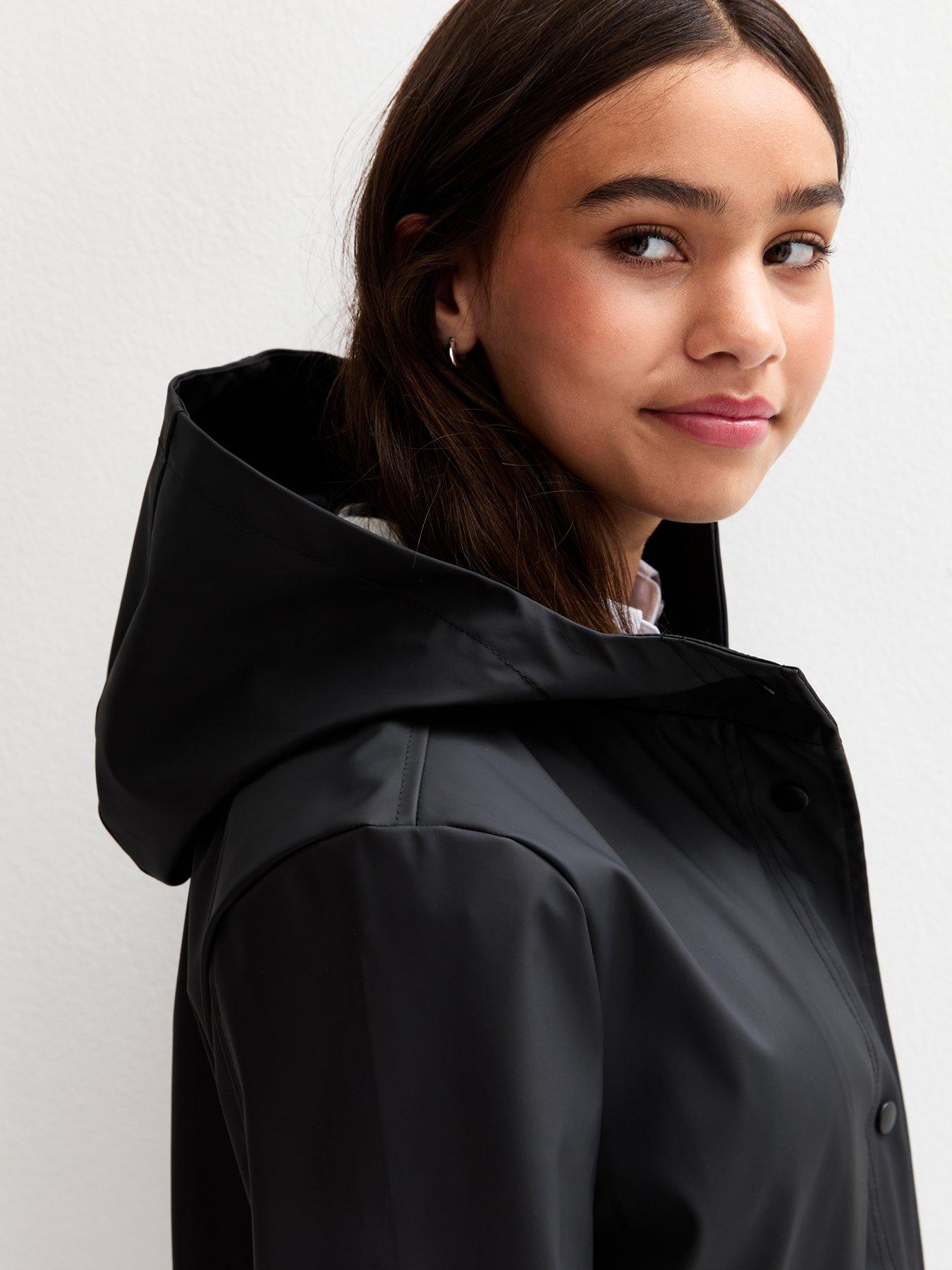 Image 4 of 4 of New Look 915 Girls Hooded Unlined Jacket - Black