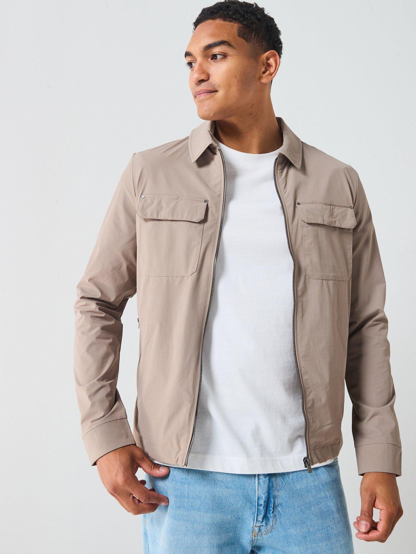 River Island Defined Muscle Fit Shacket - Beige