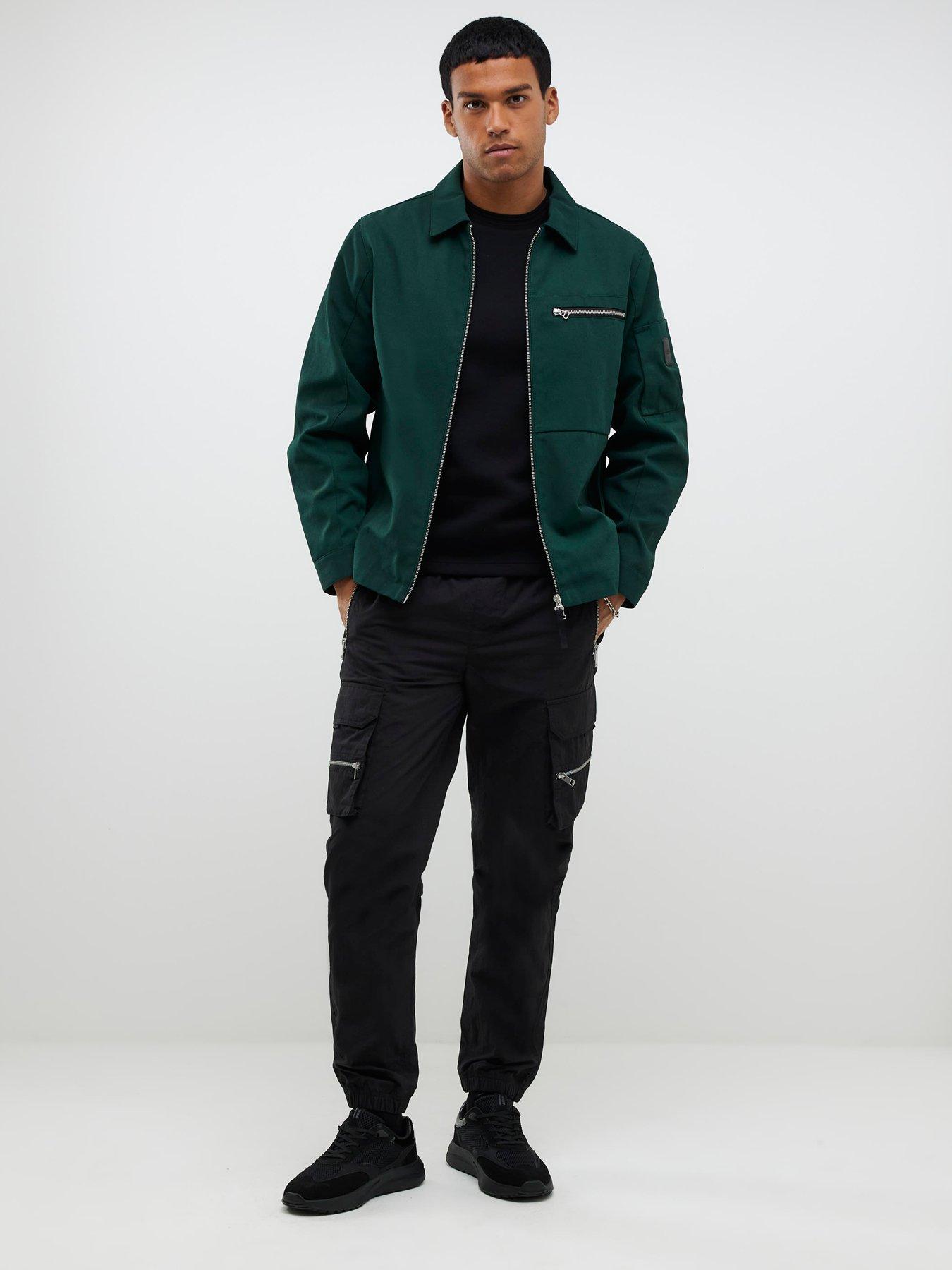 river-island-twill-tech-shacket-dark-greenback