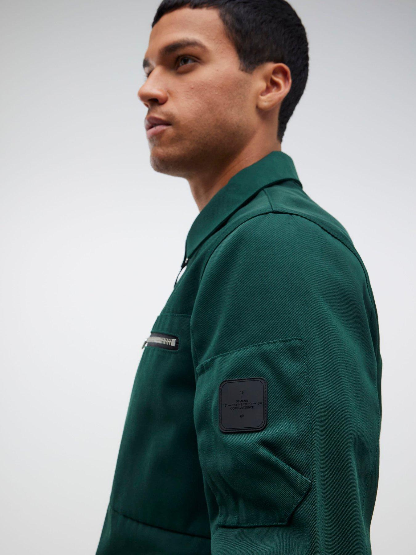 river-island-twill-tech-shacket-dark-greenoutfit