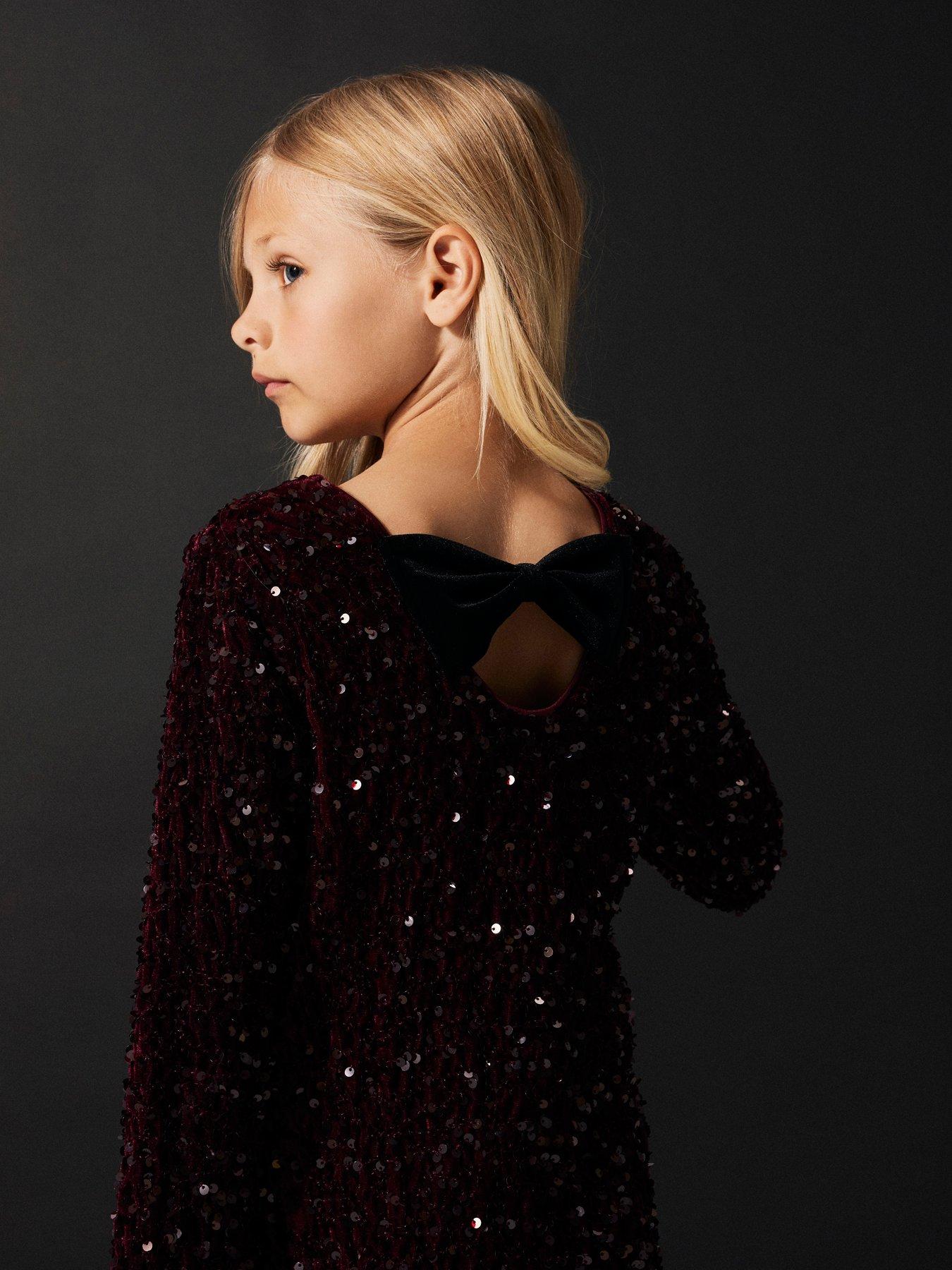 knee length dresses for ladies Tween Girls' Extra-Long Sleeves Graphic Sequin Party Dress – Elonnashop