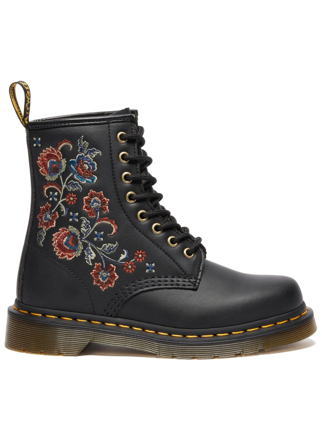 Dr Martens 1460 Vonda Floral 8 Eye Boots  - Black