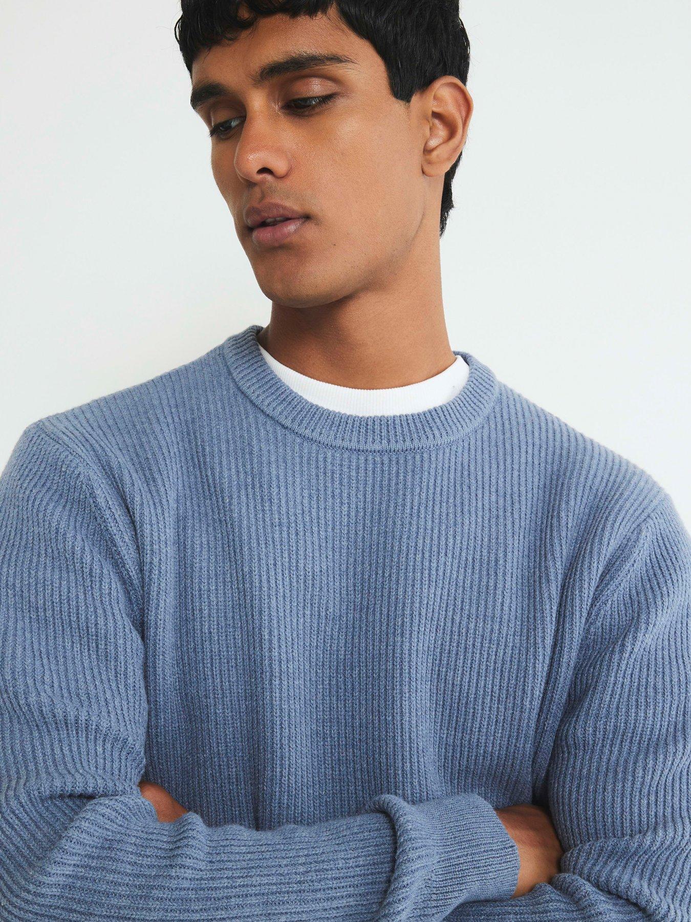 river-island-ribbed-easy-crew-neck-knitted-jumper-blueoutfit