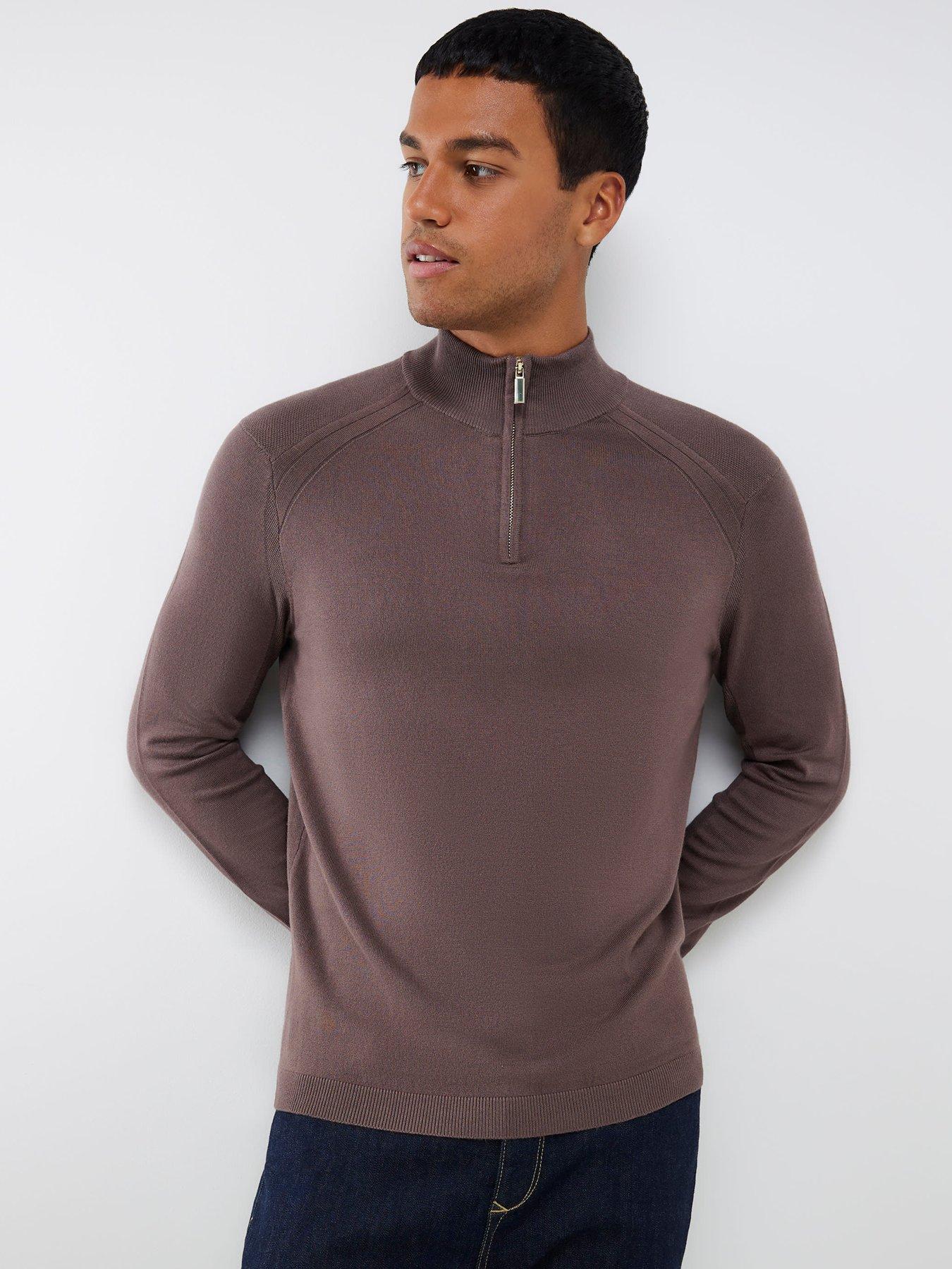 River Island Smart Viscose Half Zip Knitted Jumper - Purple