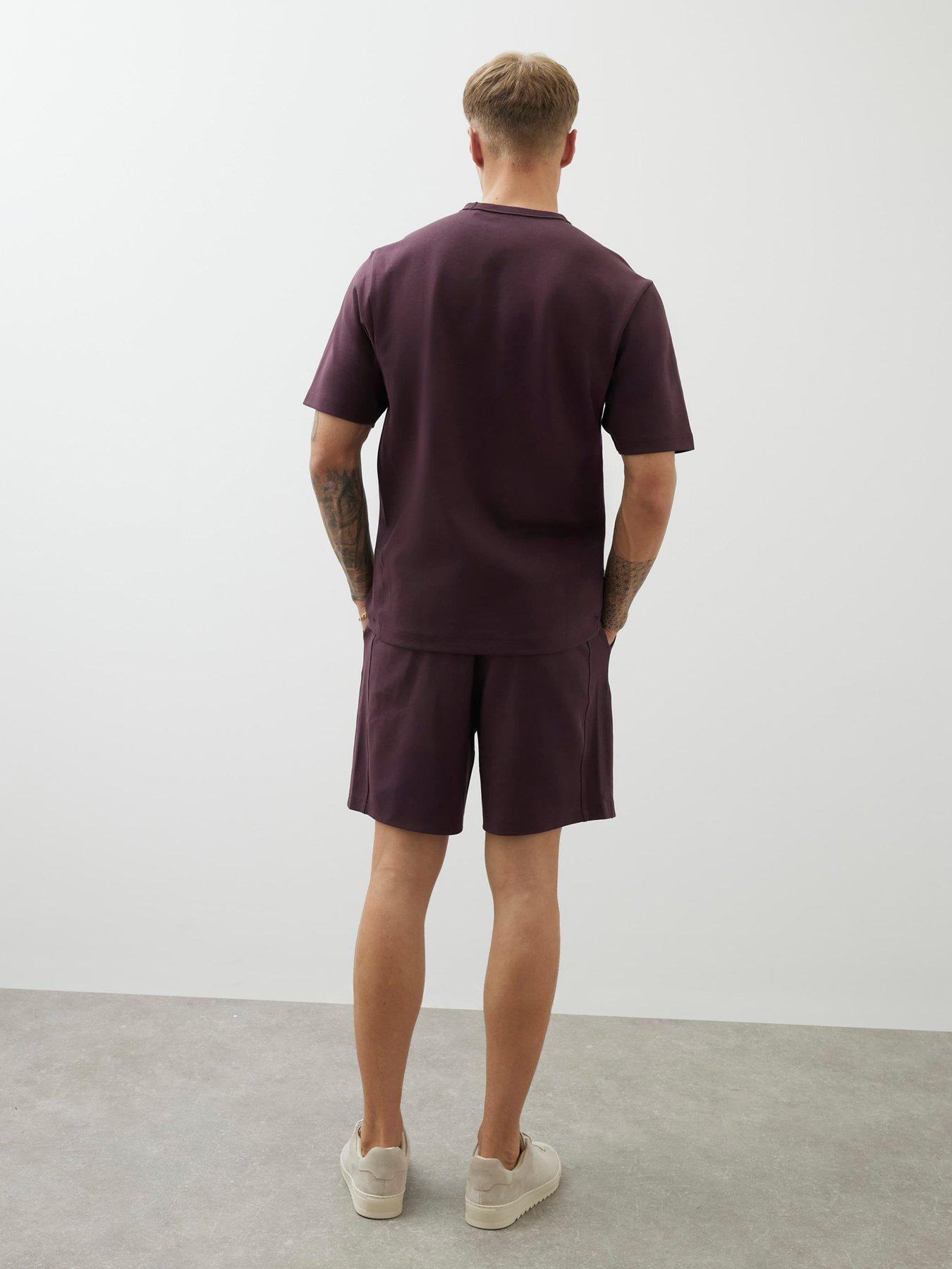 Image 2 of 4 of River Island Luminis Script Interlock Shorts - Dark Purple