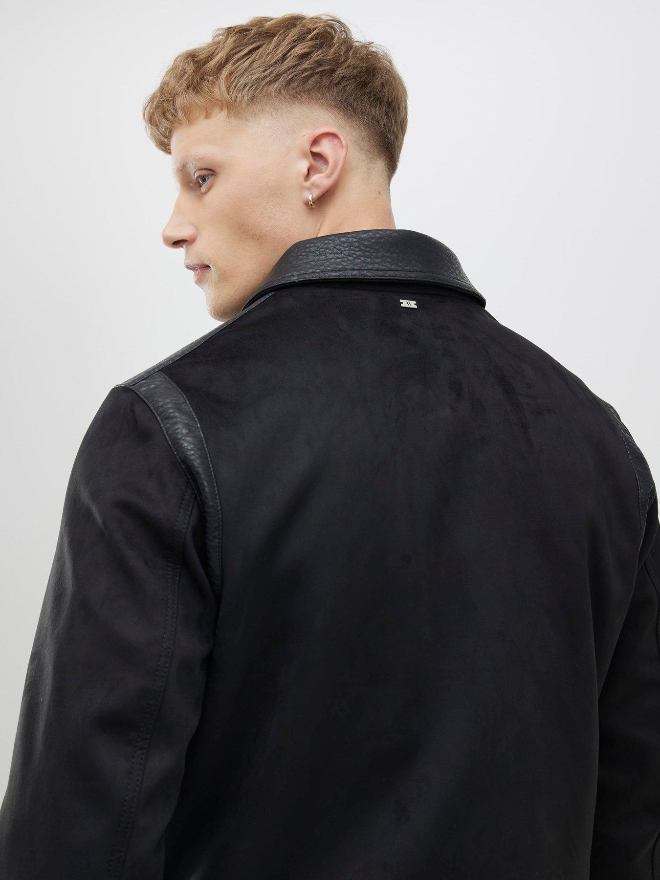 Image 2 of 4 of River Island Suedette Pu Collar Jacket - Black