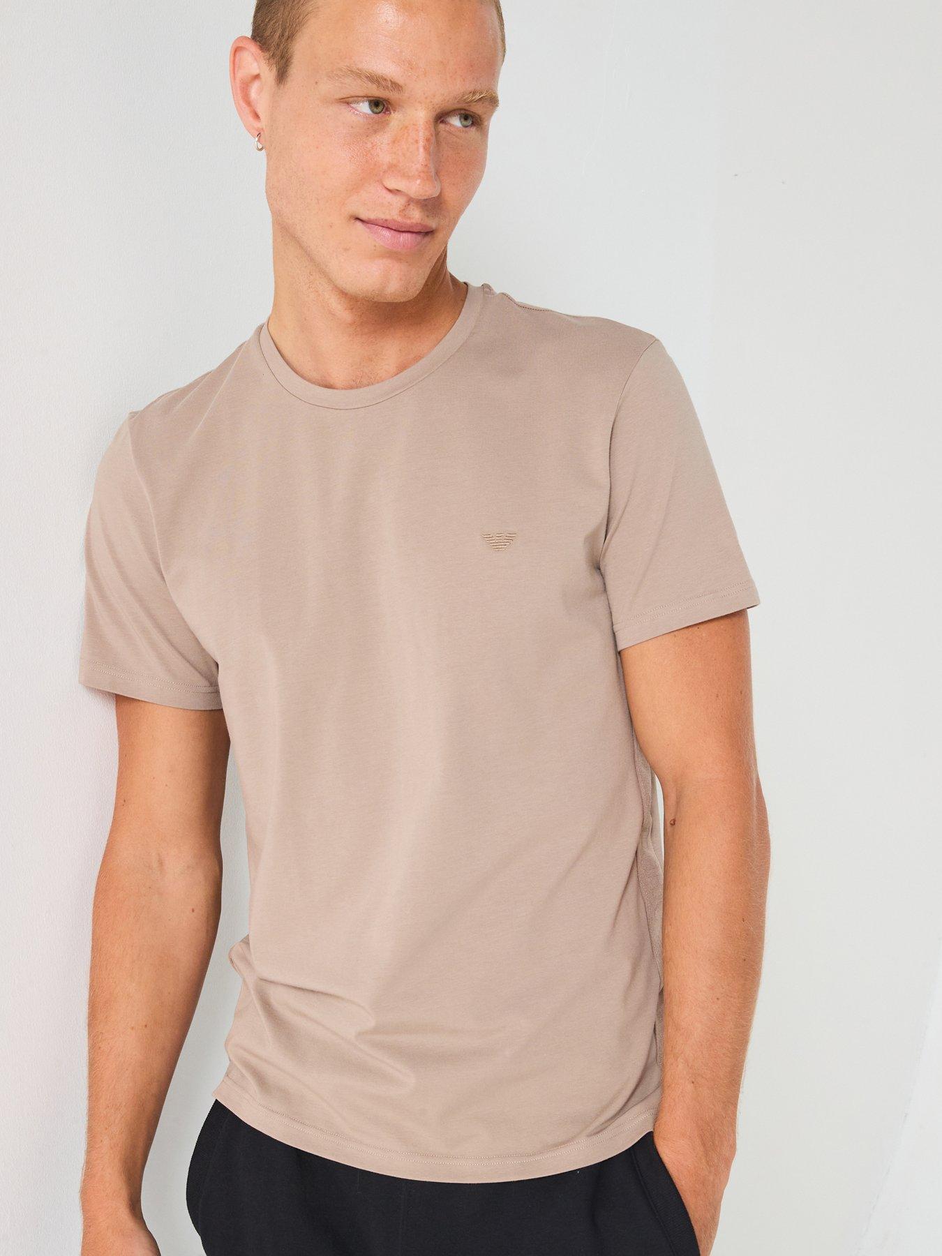 Emporio Armani Bodywear Taped Crew Neck Lounge T-Shirt - Light Brown