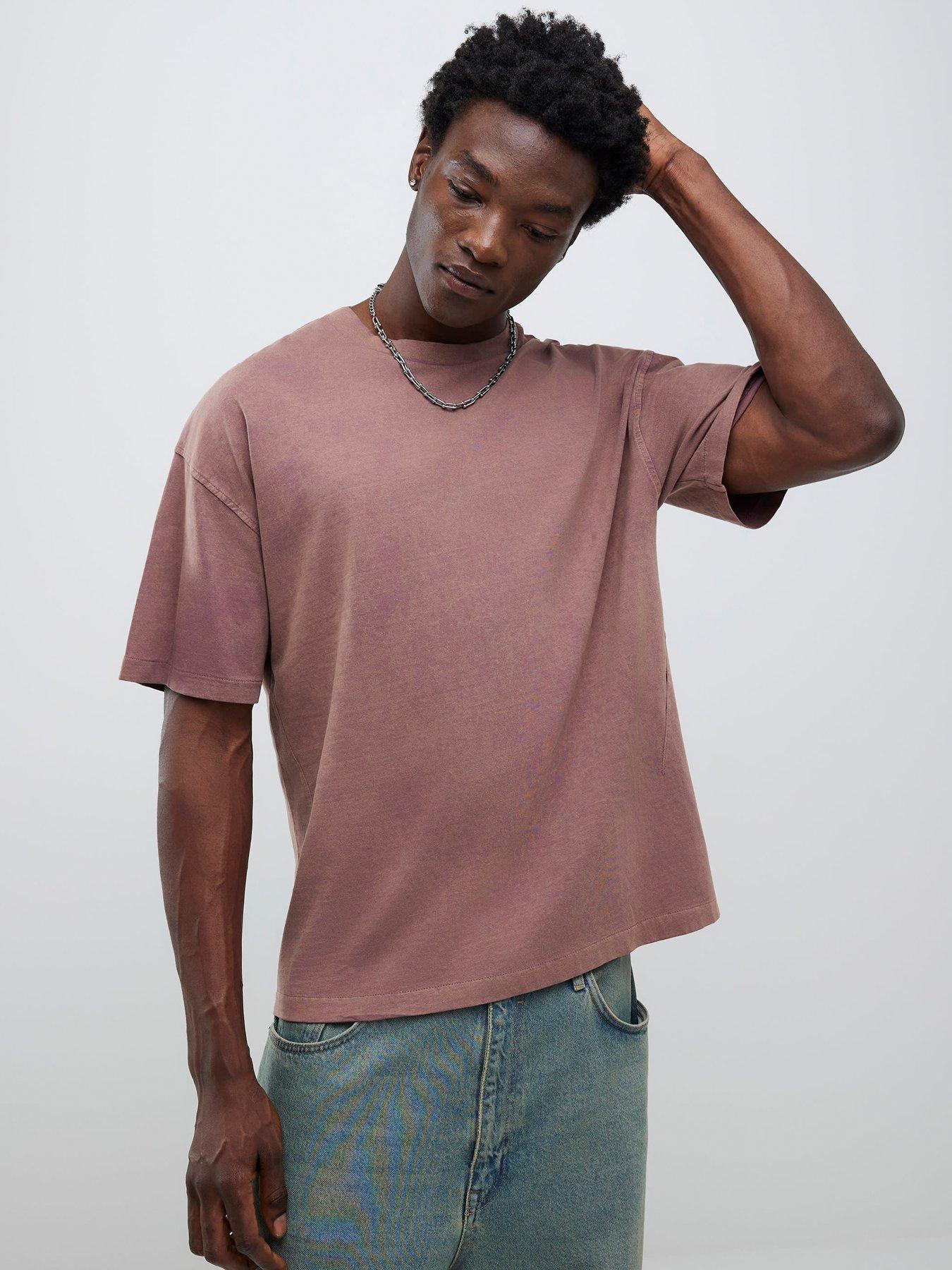 river-island-short-sleeve-oversized-washed-dart-t-shirt-dark-redfront