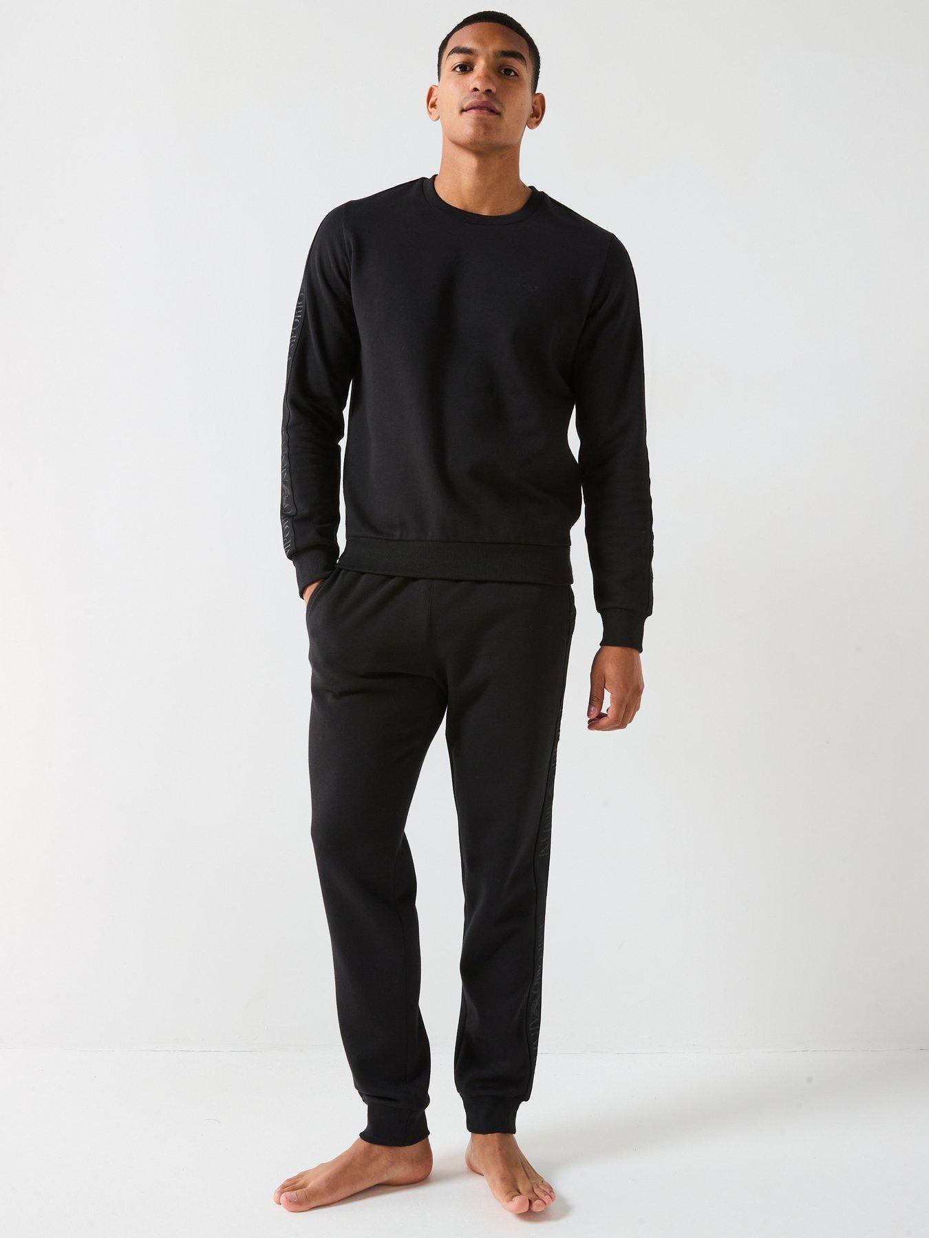 emporio-armani-bodywear-basic-terry-tape-lounge-set-blackfront
