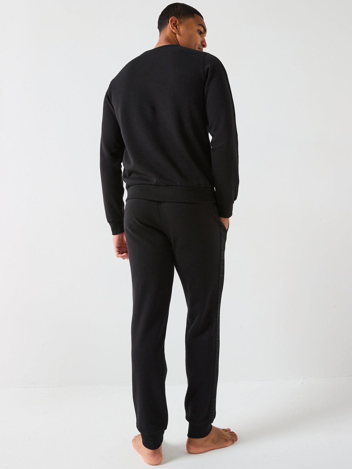 emporio-armani-bodywear-basic-terry-tape-lounge-set-blackstillFront