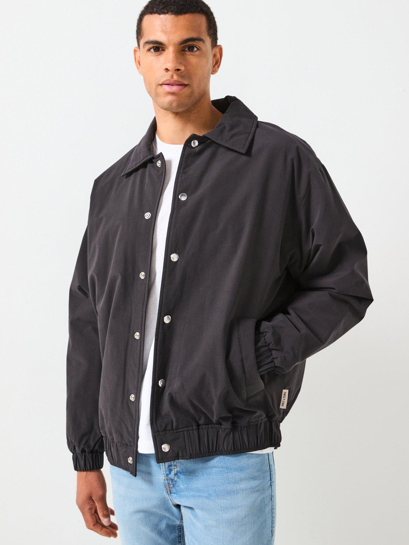 only-sons-bratt-life-padded-coach-jacket-blackfront
