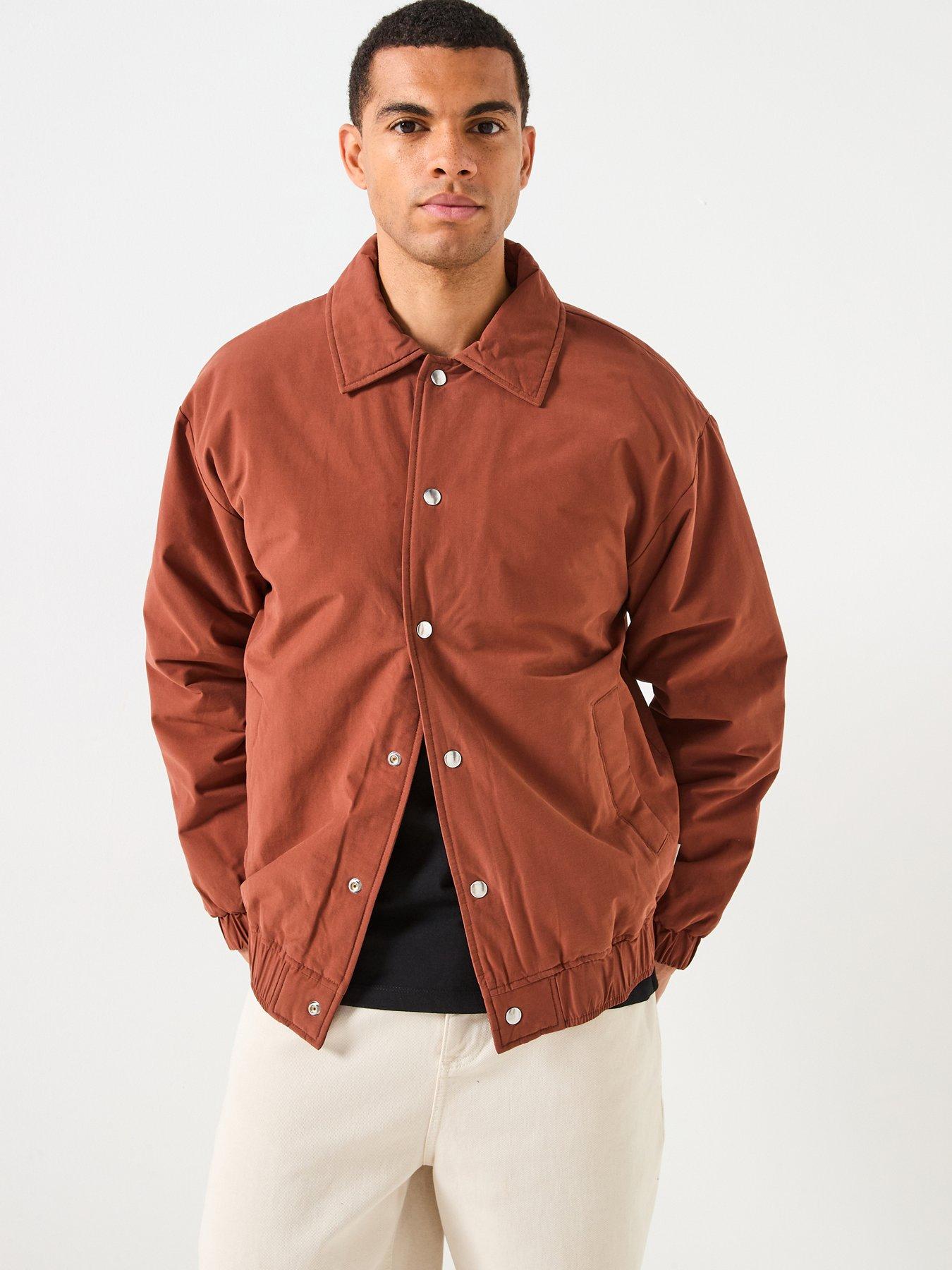 only-sons-bratt-life-padded-coach-jacket-brownfront