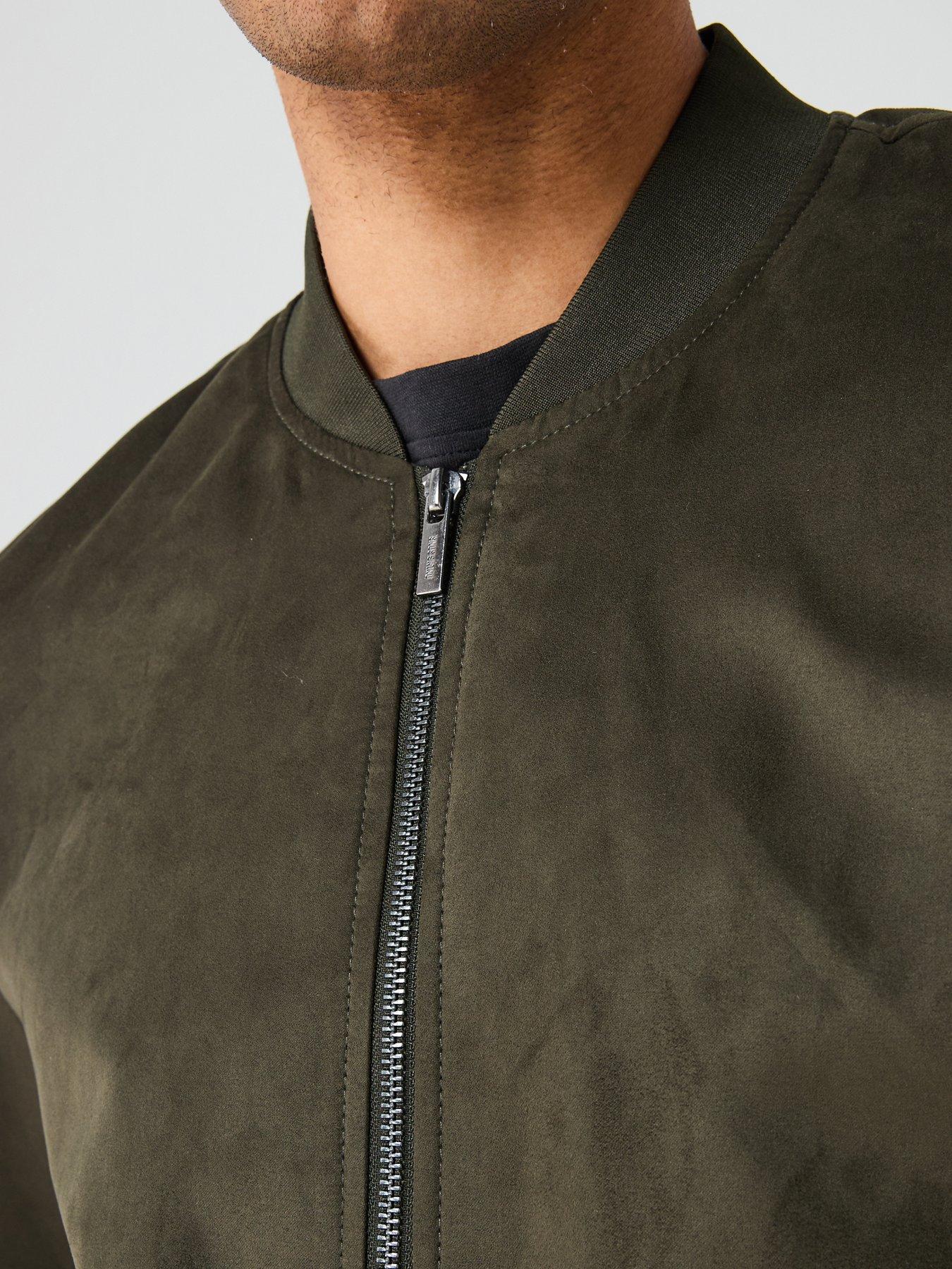 only-sons-lucas-faux-suede-bomber-jacket-dark-greenoutfit