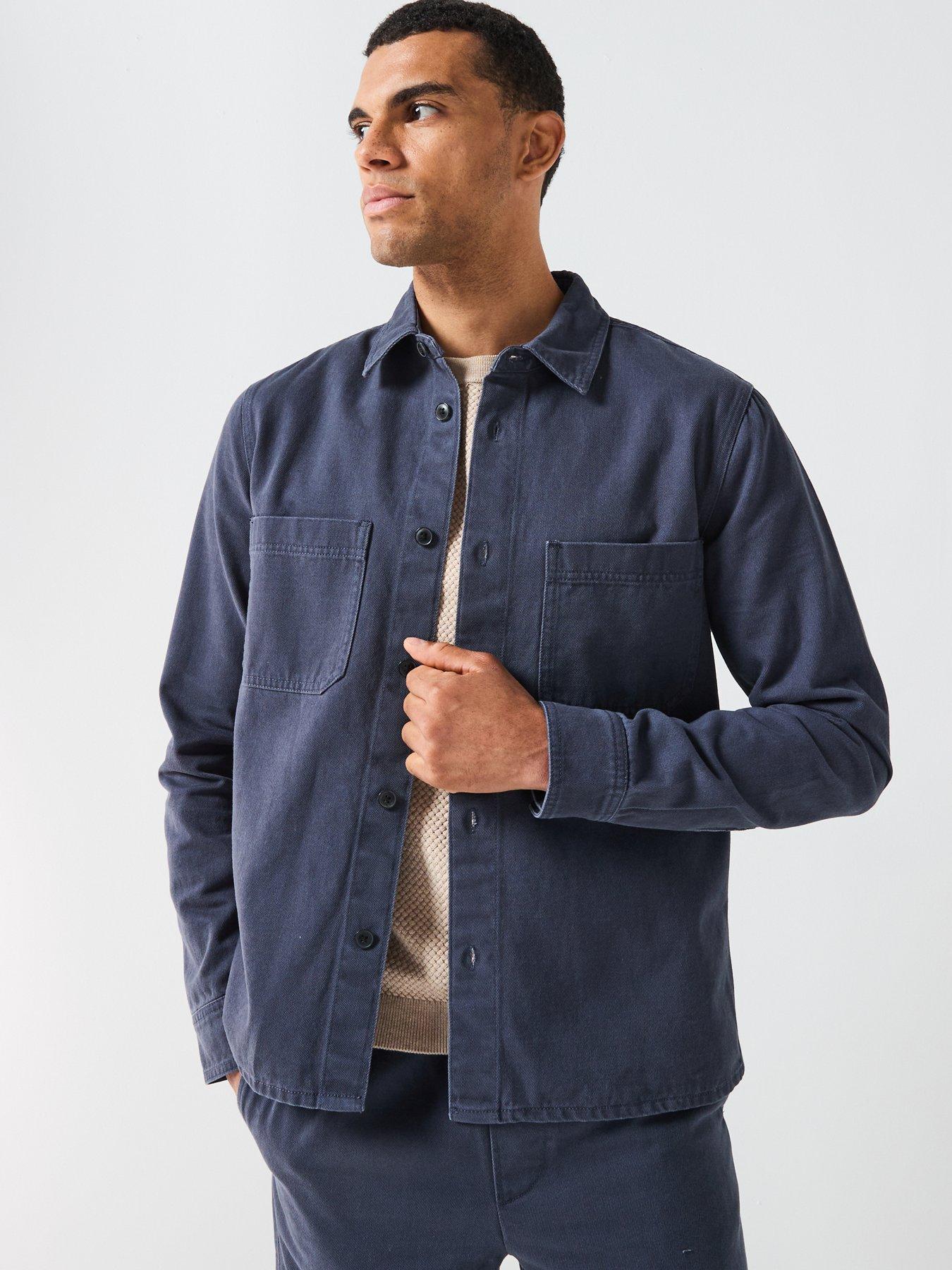 ONLY & SONS Times Woven Cotton Regular Fit Overshirt - Navy