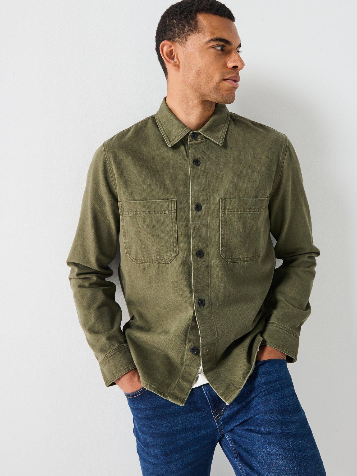 ONLY & SONS Times Woven Cotton Overshirt - Khaki