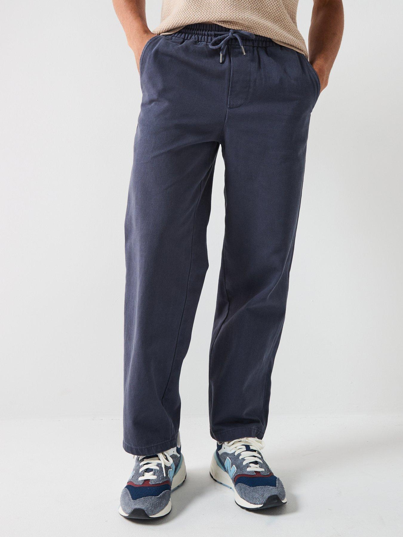 ONLY & SONS Times Woven Cotton Loose Fit Trousers - Blue