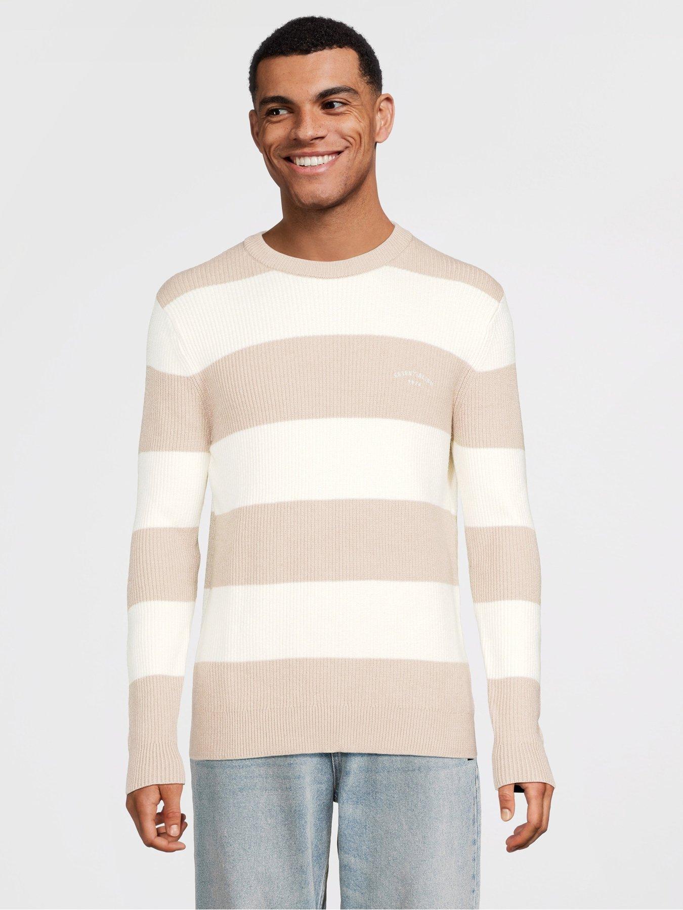 River Island Striped Rib Knitted Jumper - Beige