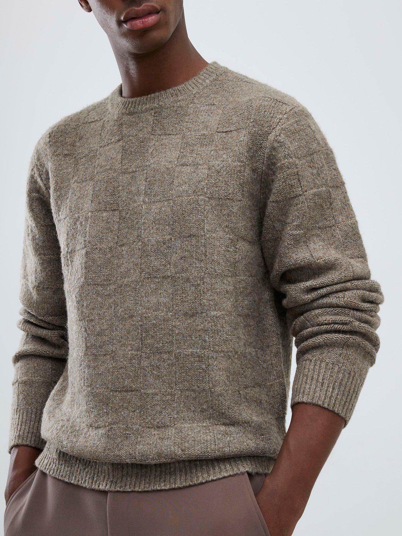 river-island-midweight-checkerboard-knitted-jumper-beige