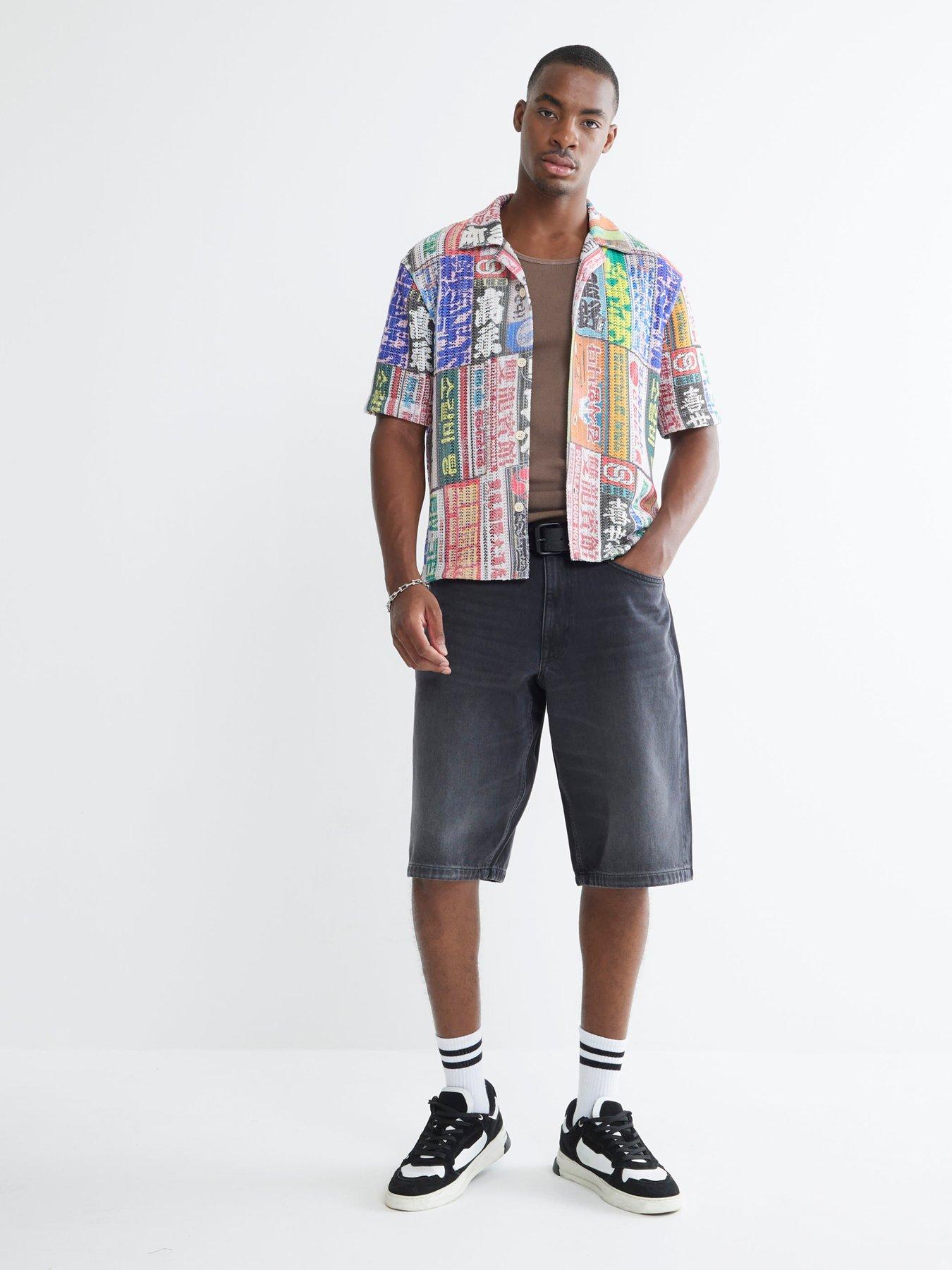river-island-valdez-denim-shorts-black